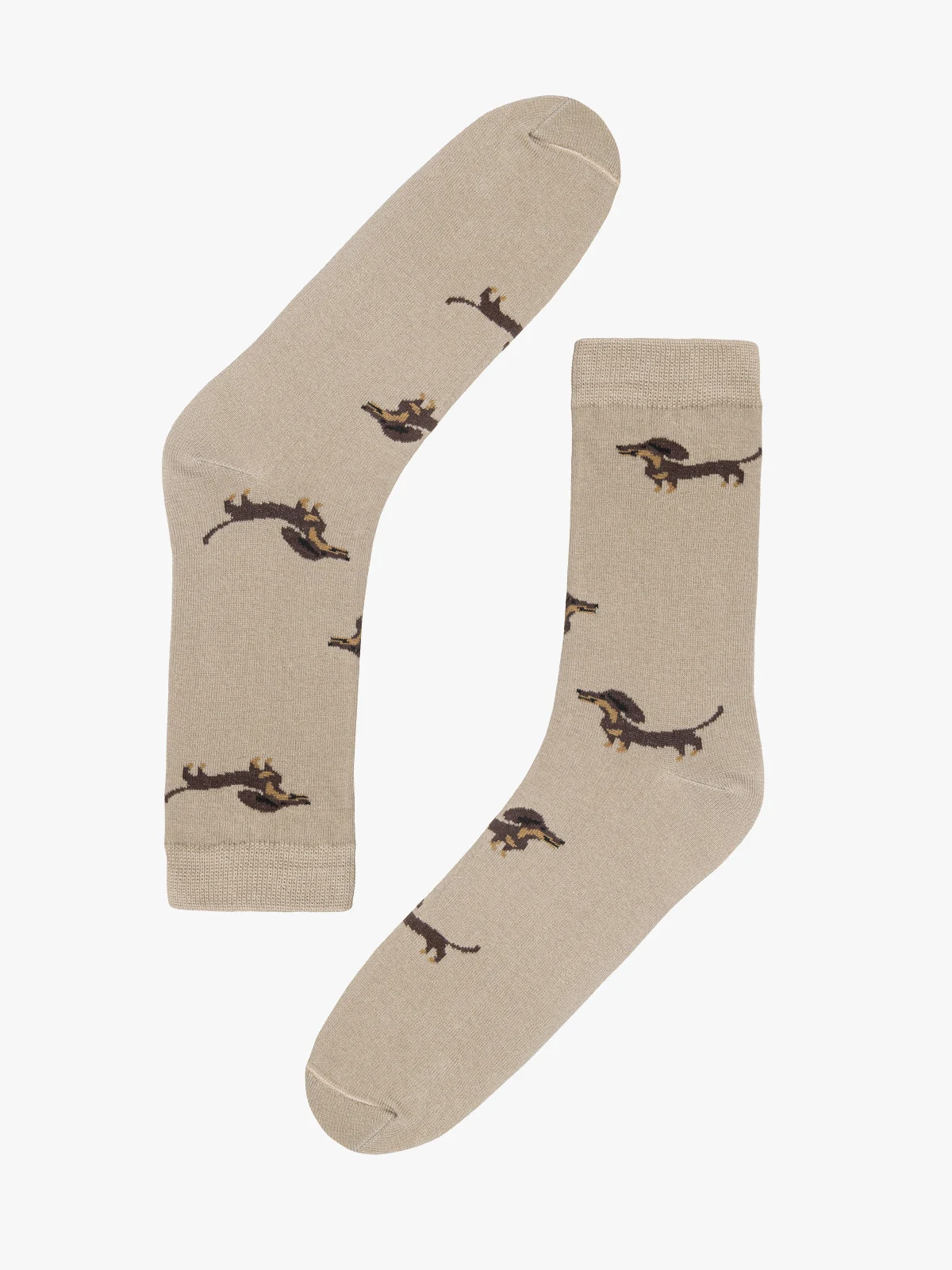 Beżowe skarpety bawełniane z ozdobnym printem