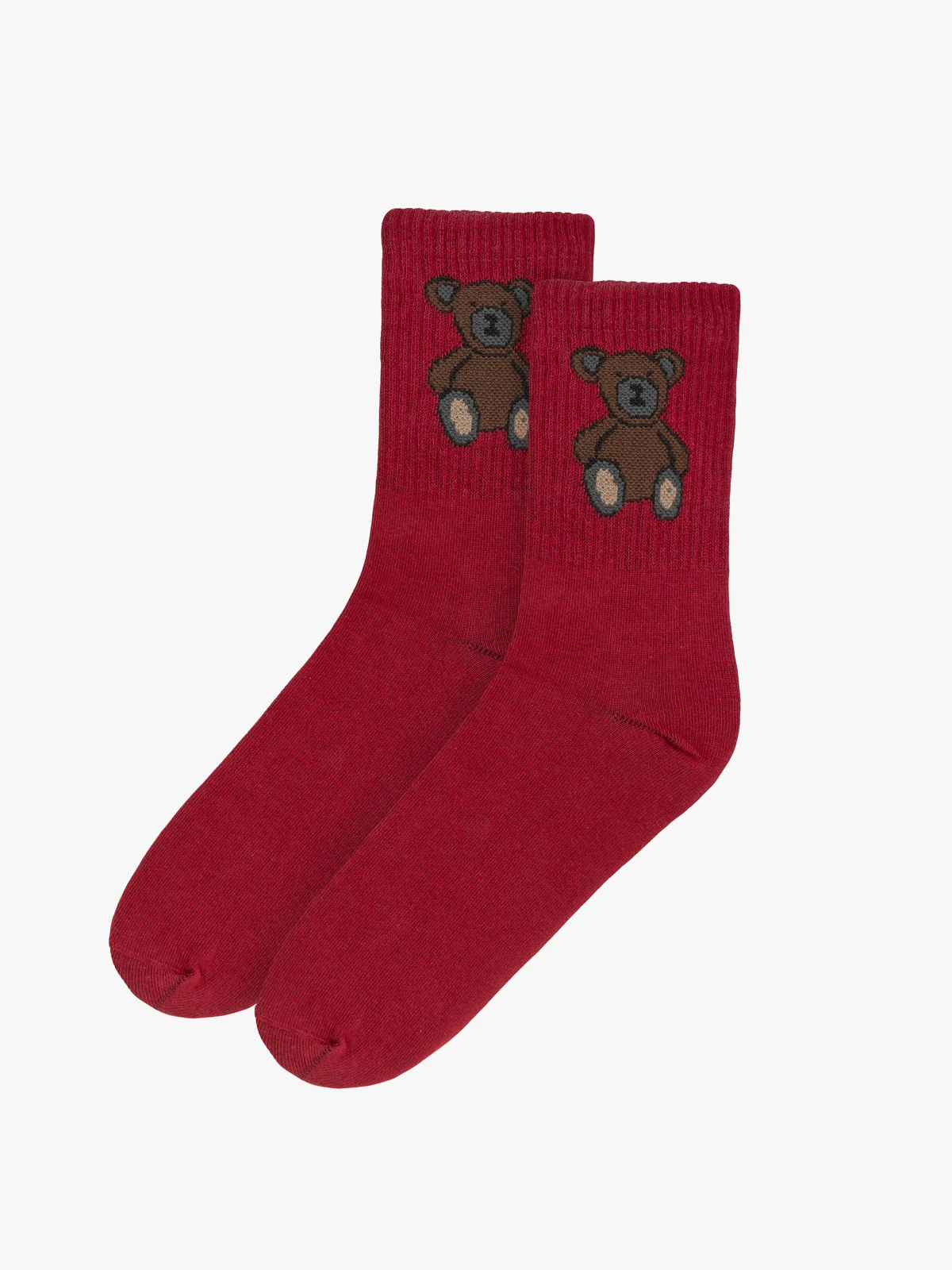 Czerwone skarpety damskie z ozdobnym printem