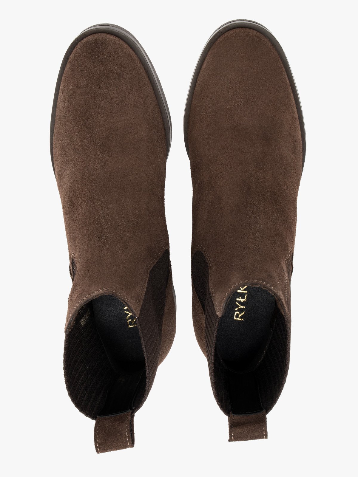 Brązowe sztyblety damskie z ozdobną gumą