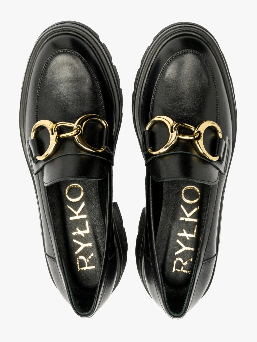 Czarne mokasyny na masywnym spodzie