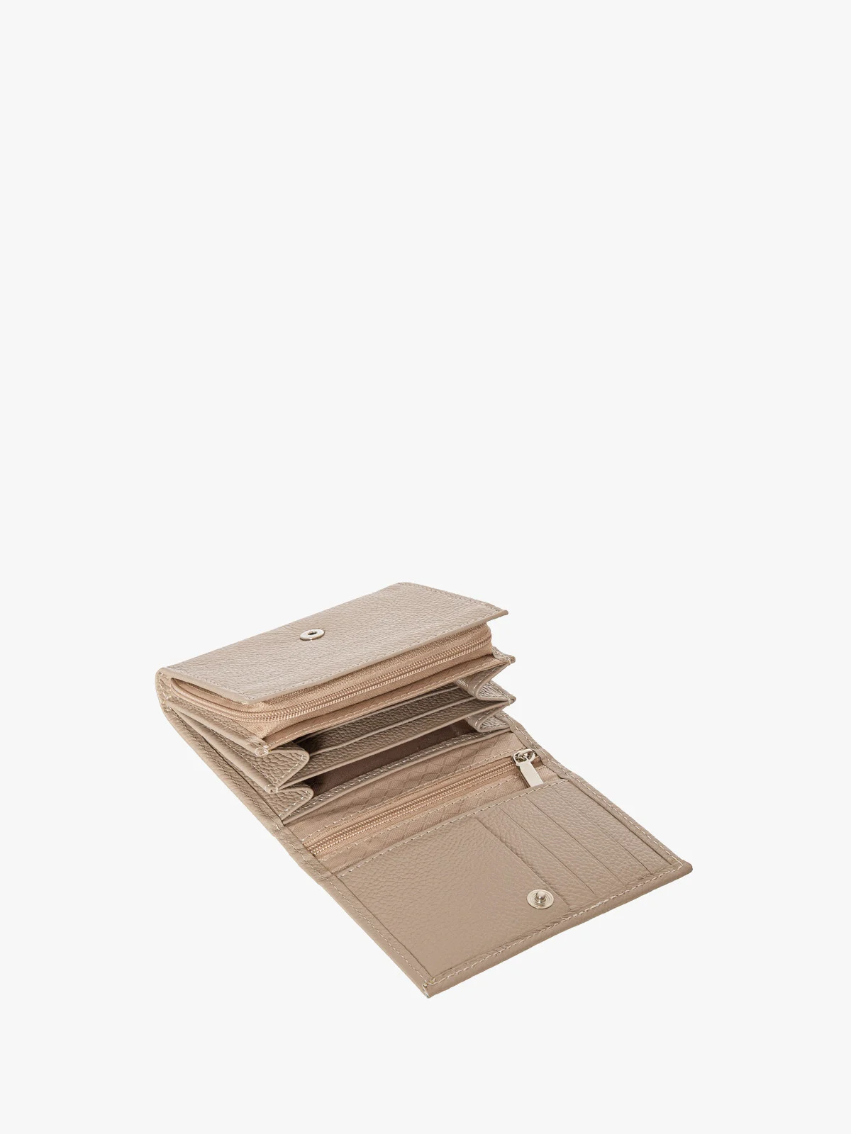 Beżowy portfel damski ze srebrnymi detalami