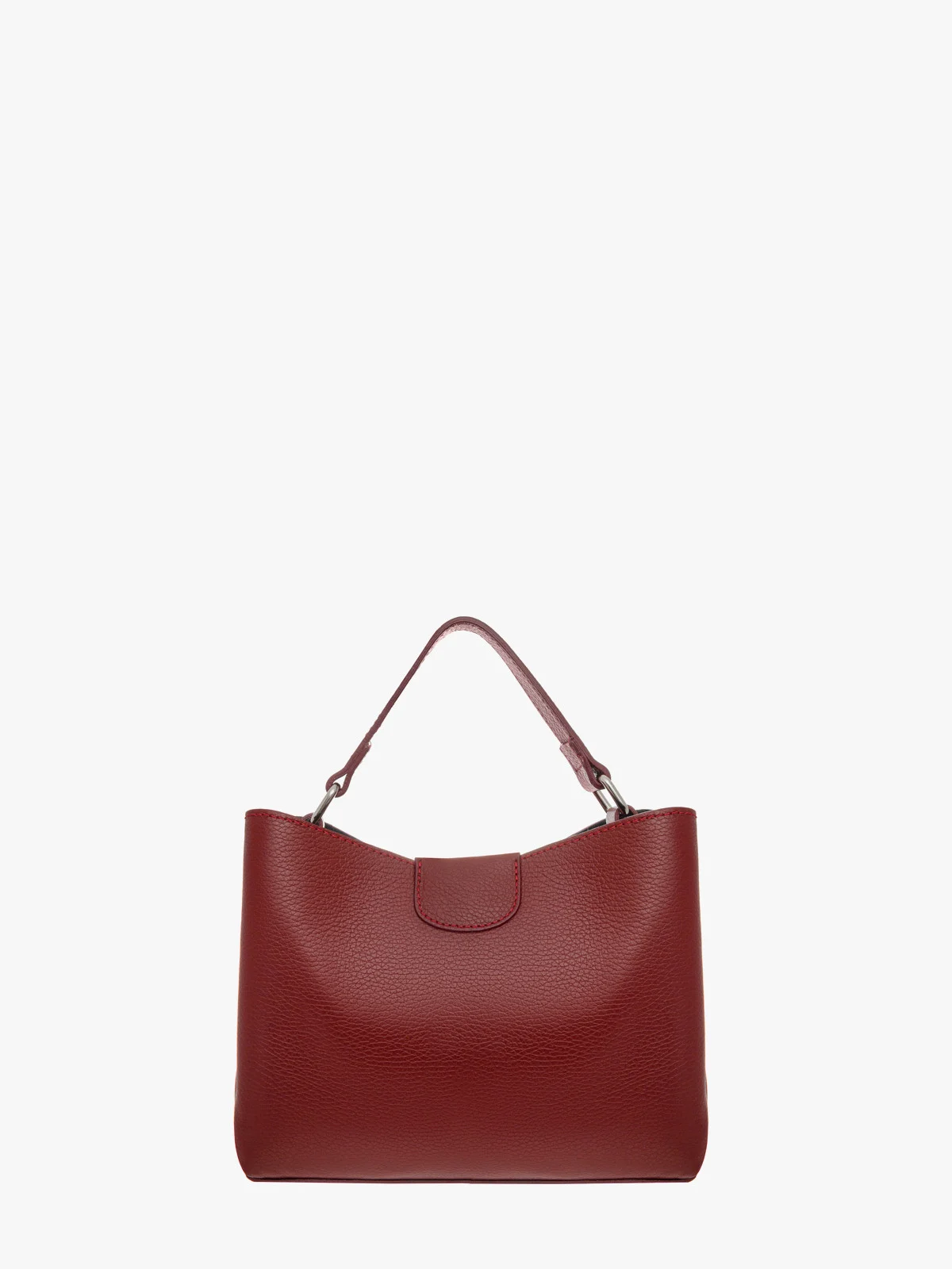 Bordowa torebka z łączonych skór