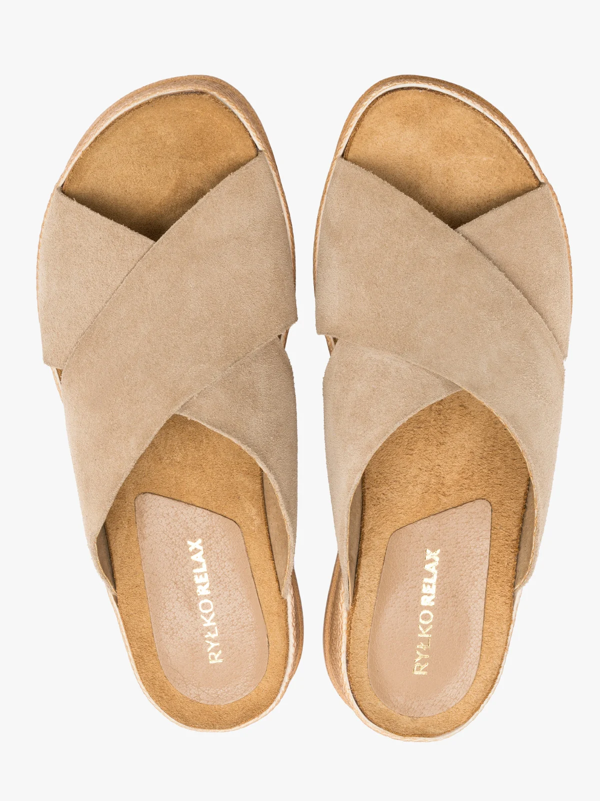 Piaskowe klapki na ozdobnym spodzie