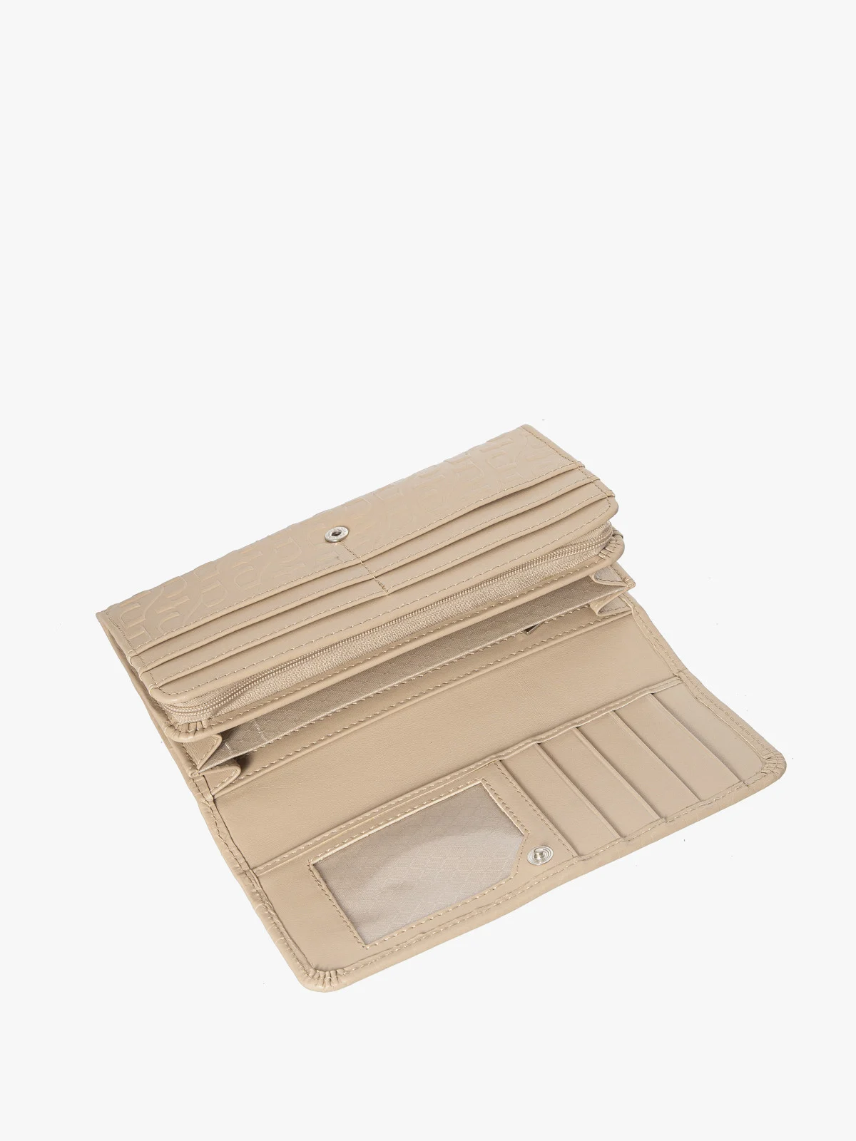 Wytłaczany beżowy portfel damski
