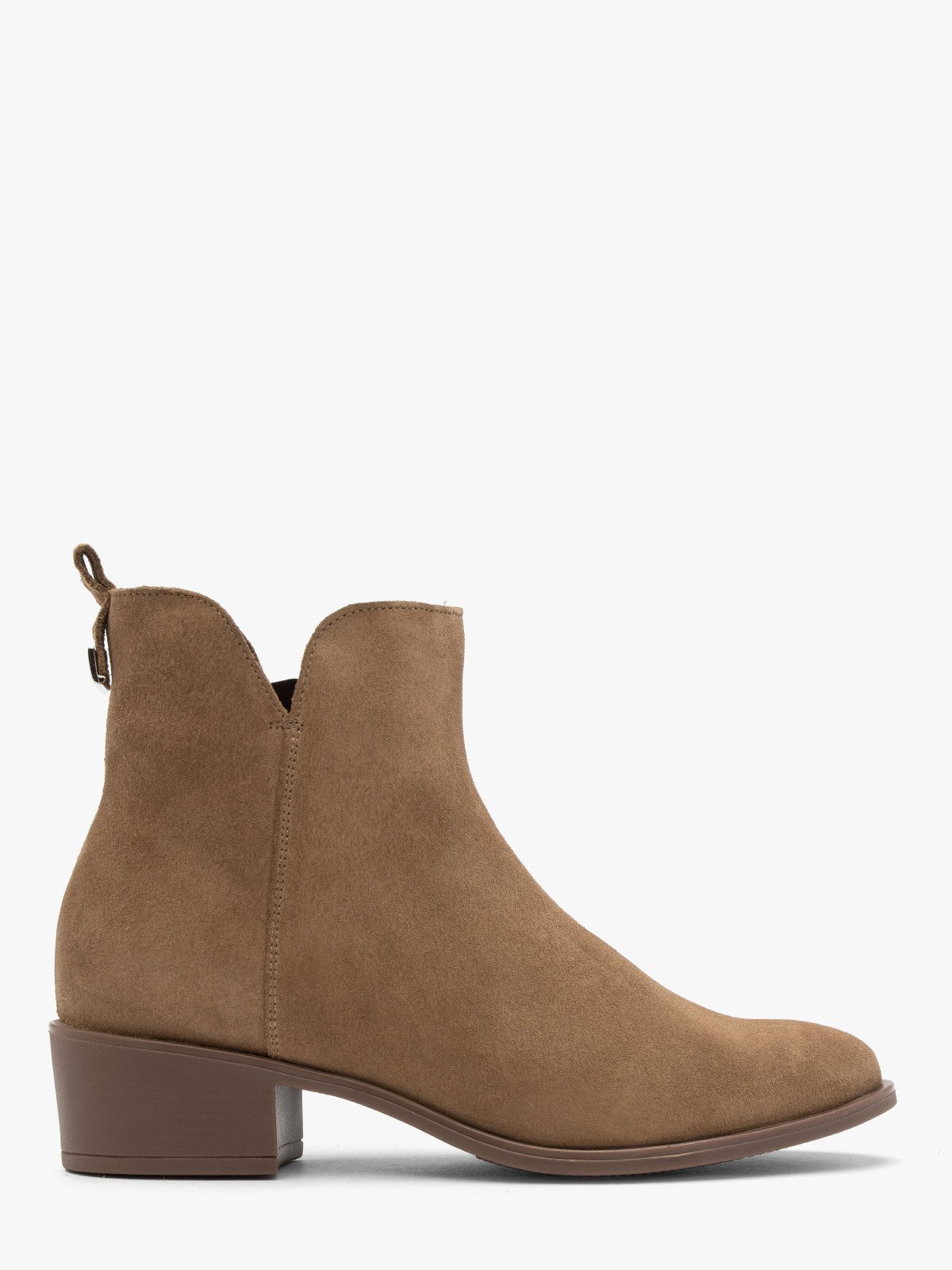 Beżowe botki damskie z ozdobną cholewką