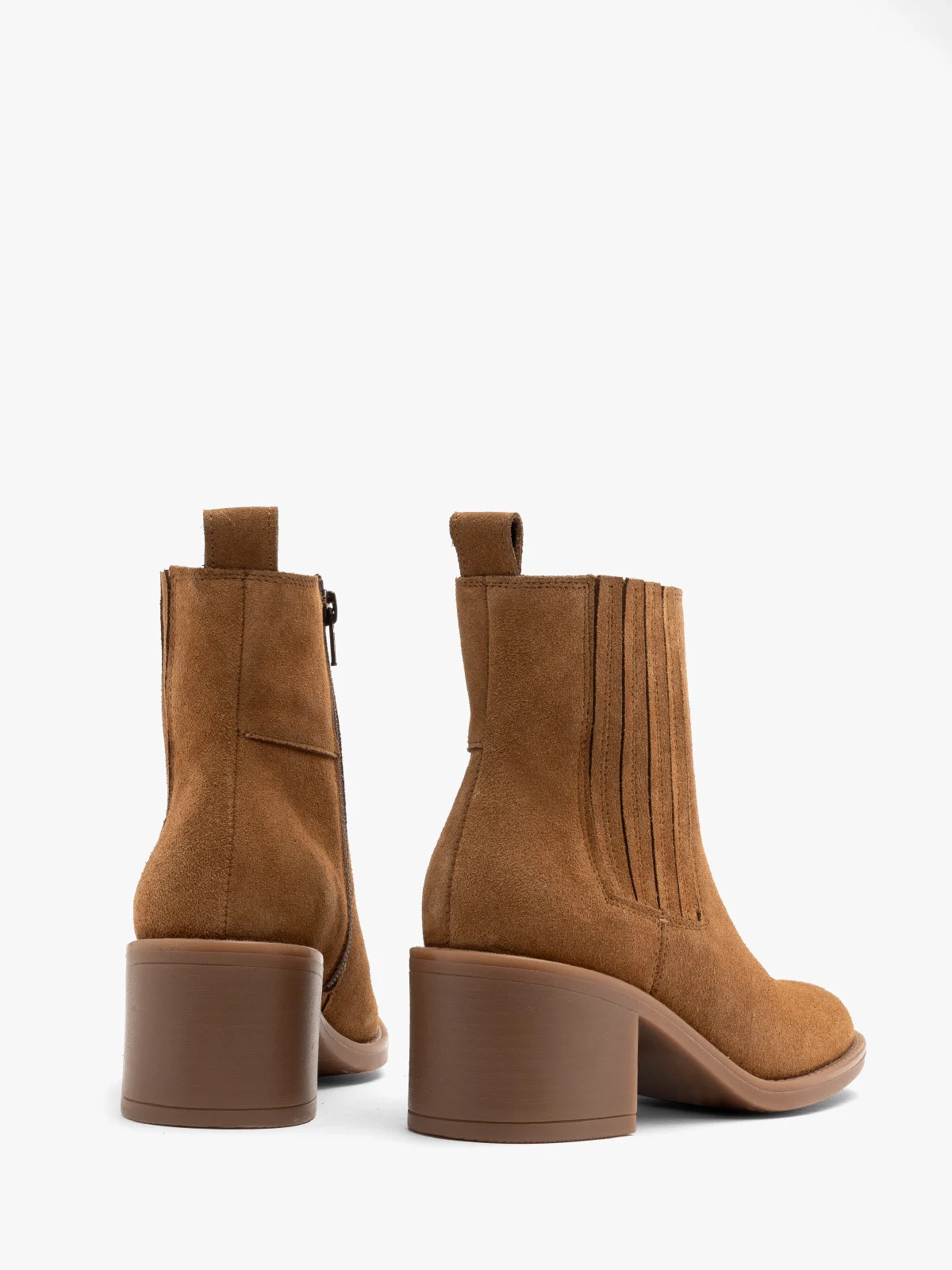 Rude, welurowe sztyblety damskie z zamkiem