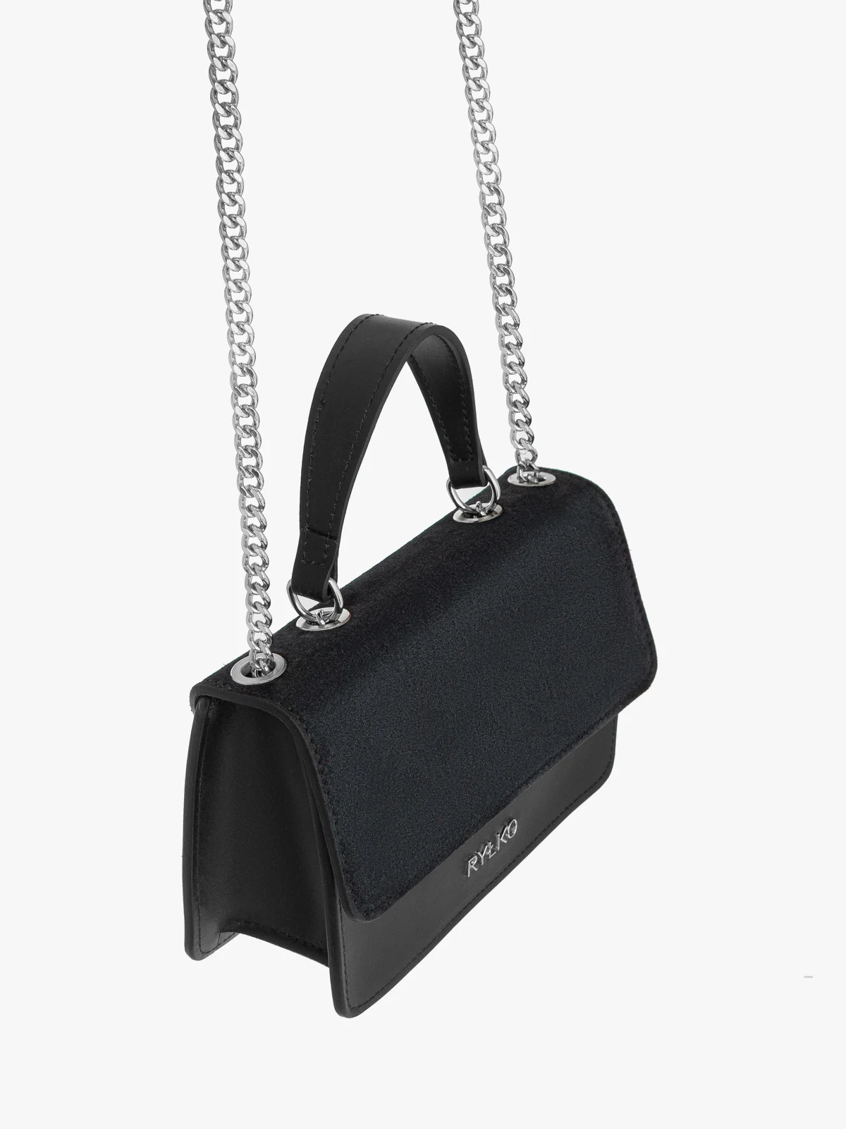 Elegancka, czarna torebka z łańcuszkowym paskiem