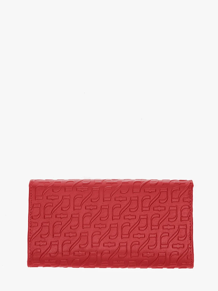 Wytłaczany bordowy portfel damski