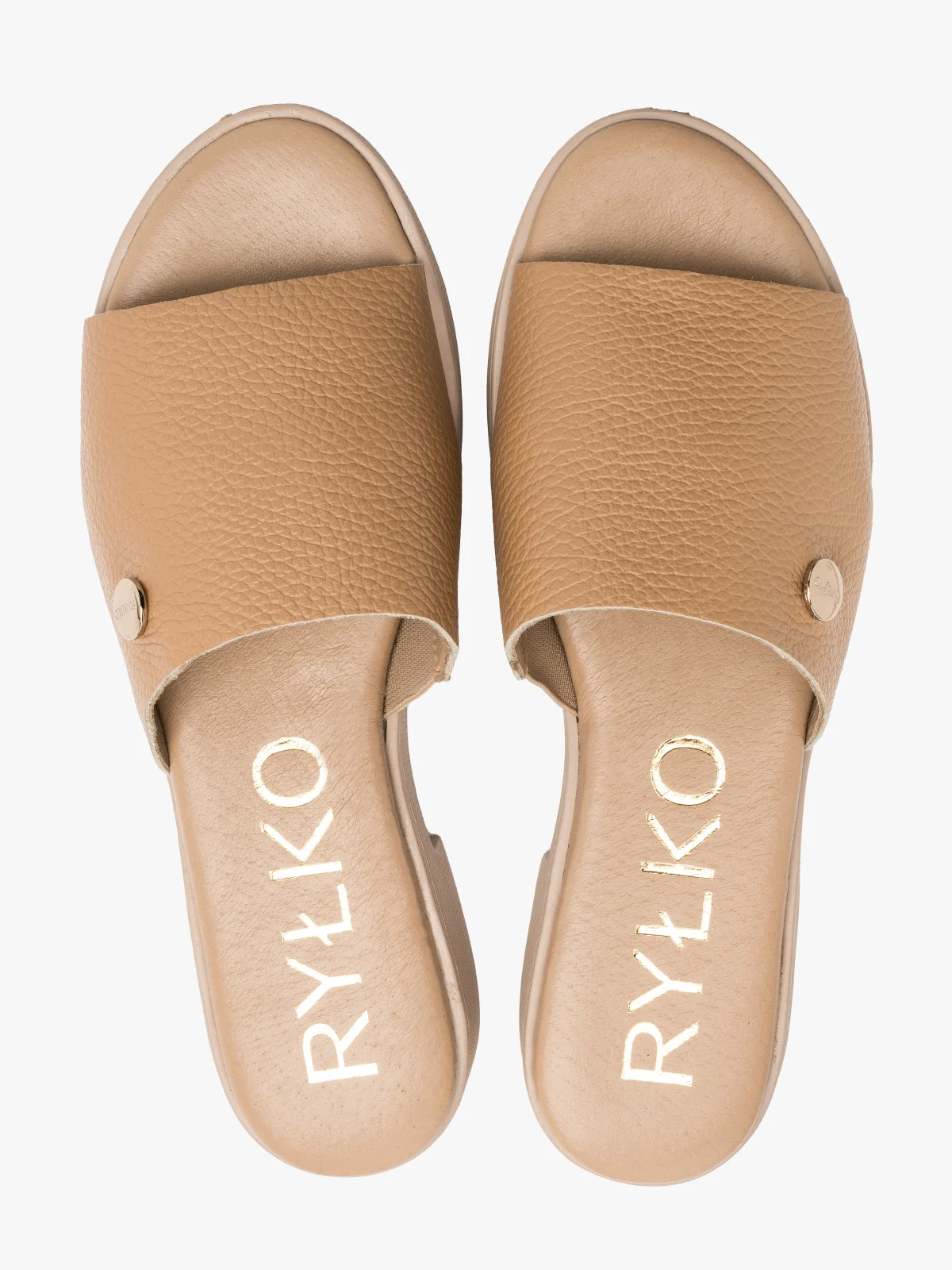 Ciemnobeżowe klapki na lekkim spodzie