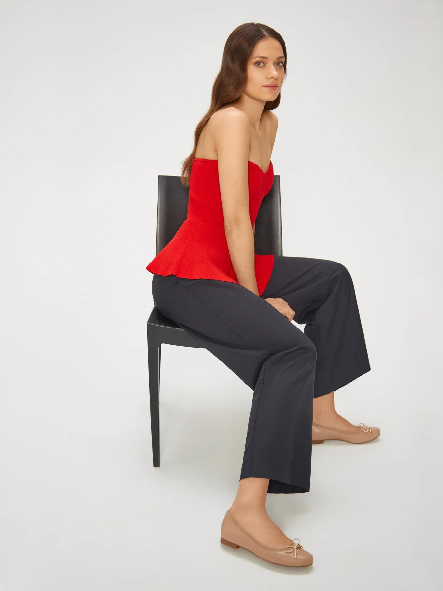 Beżowe baleriny z kokardką