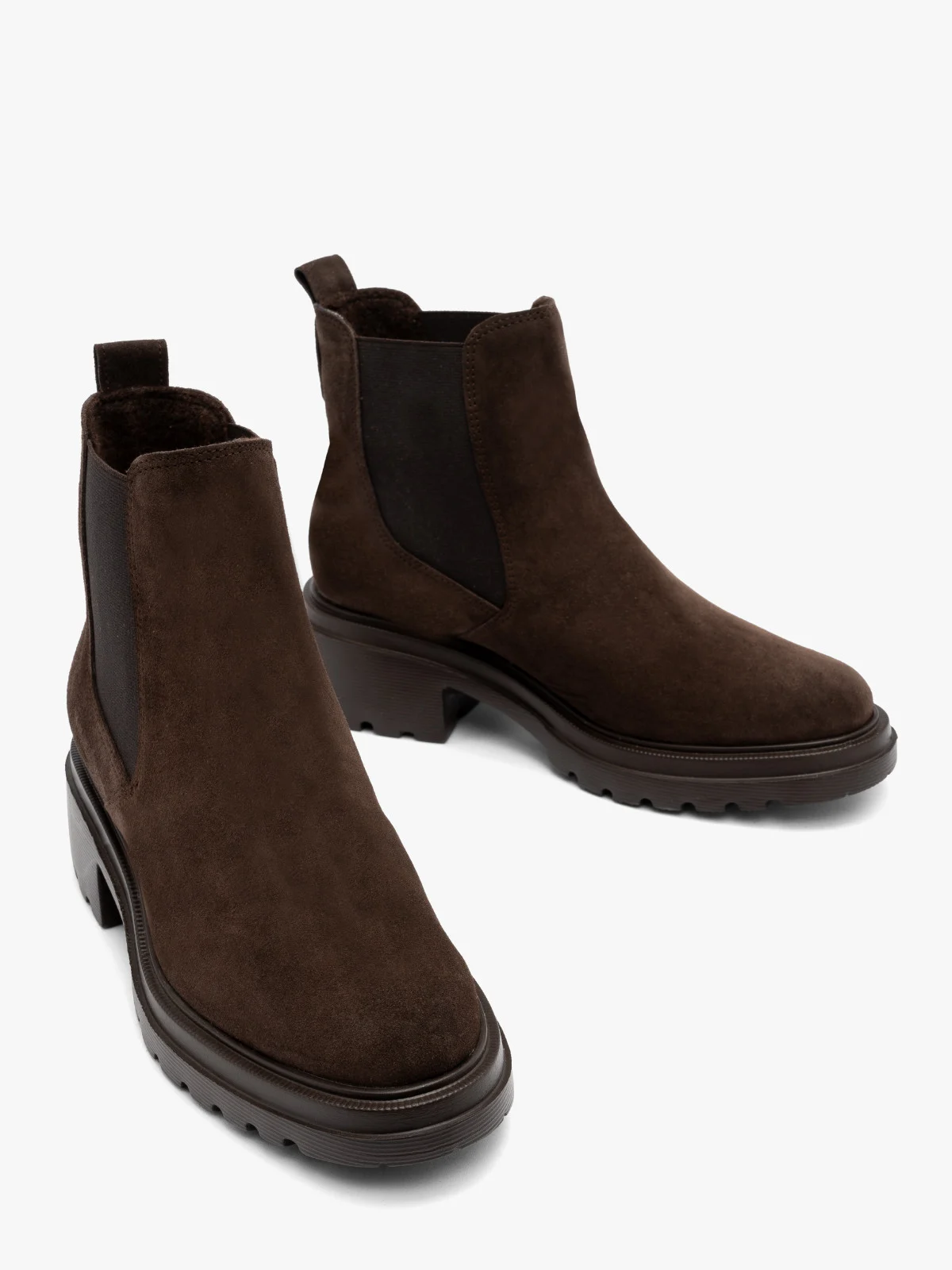 Brązowe, welurowe sztyblety damskie