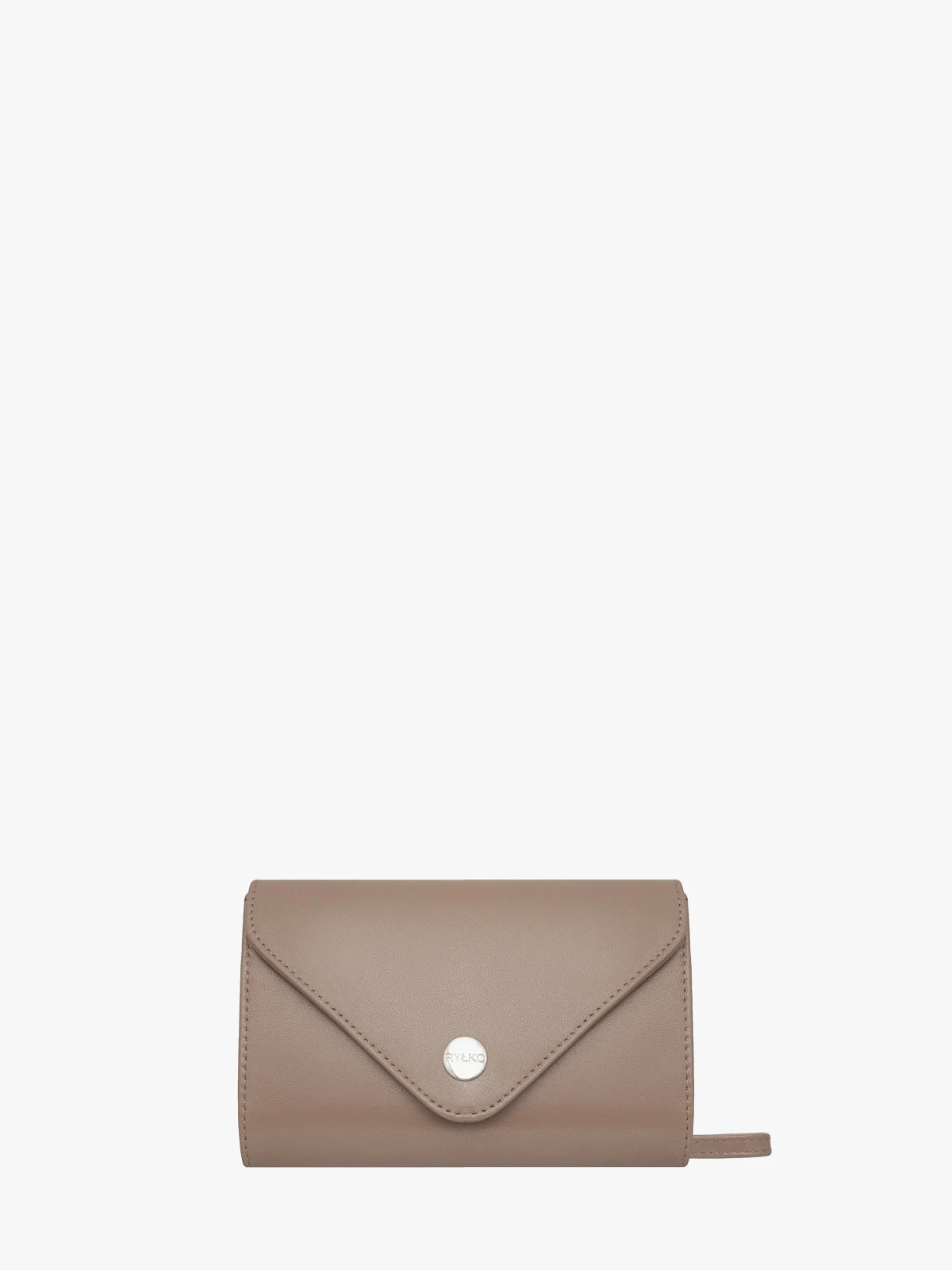 Beżowa torebka kopertówka z łańcuszkowym paskiem