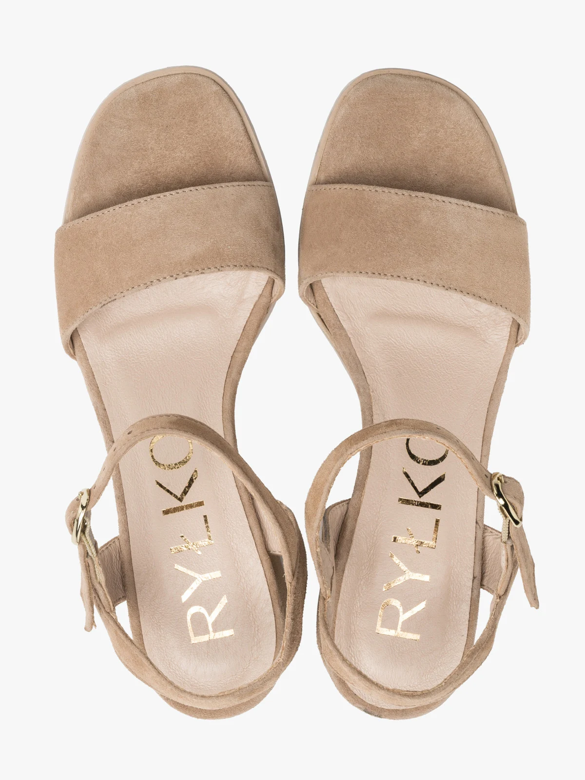 Beżowe sandały na niskim obcasie