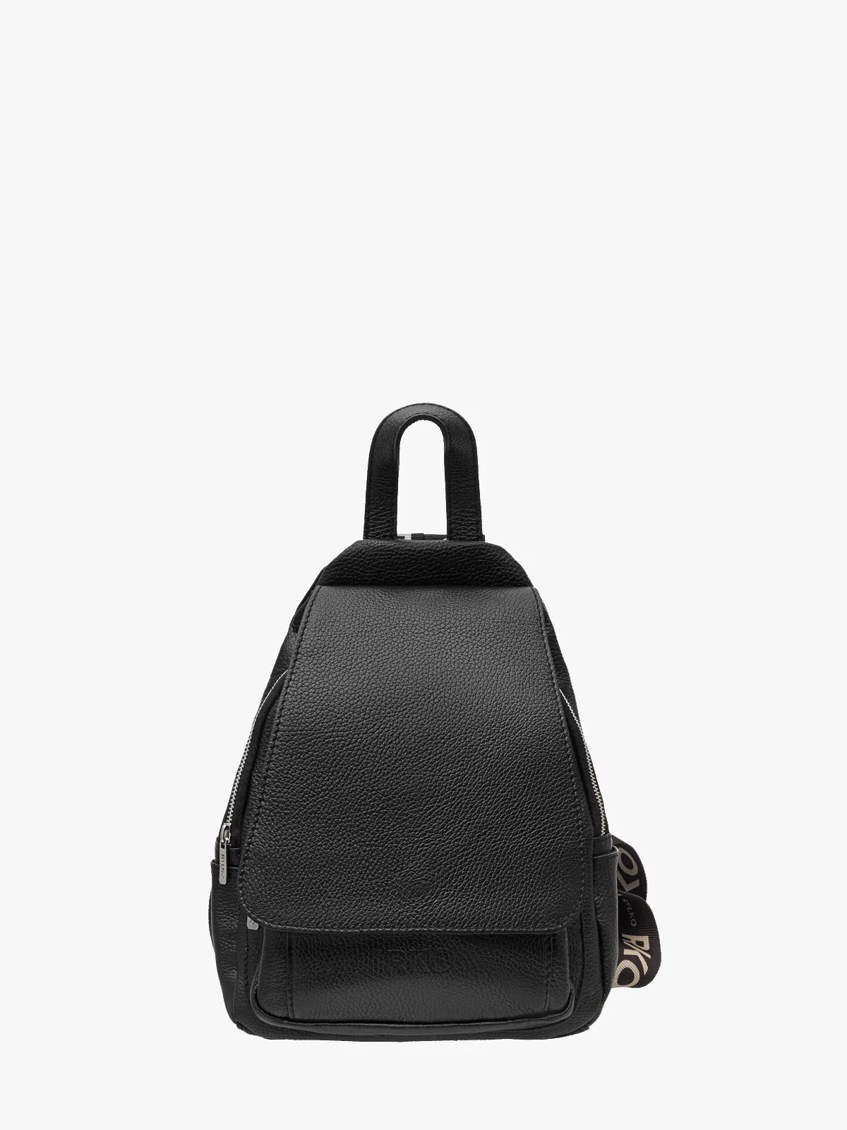 Czarny plecak damski z ozdobnymi taśmami