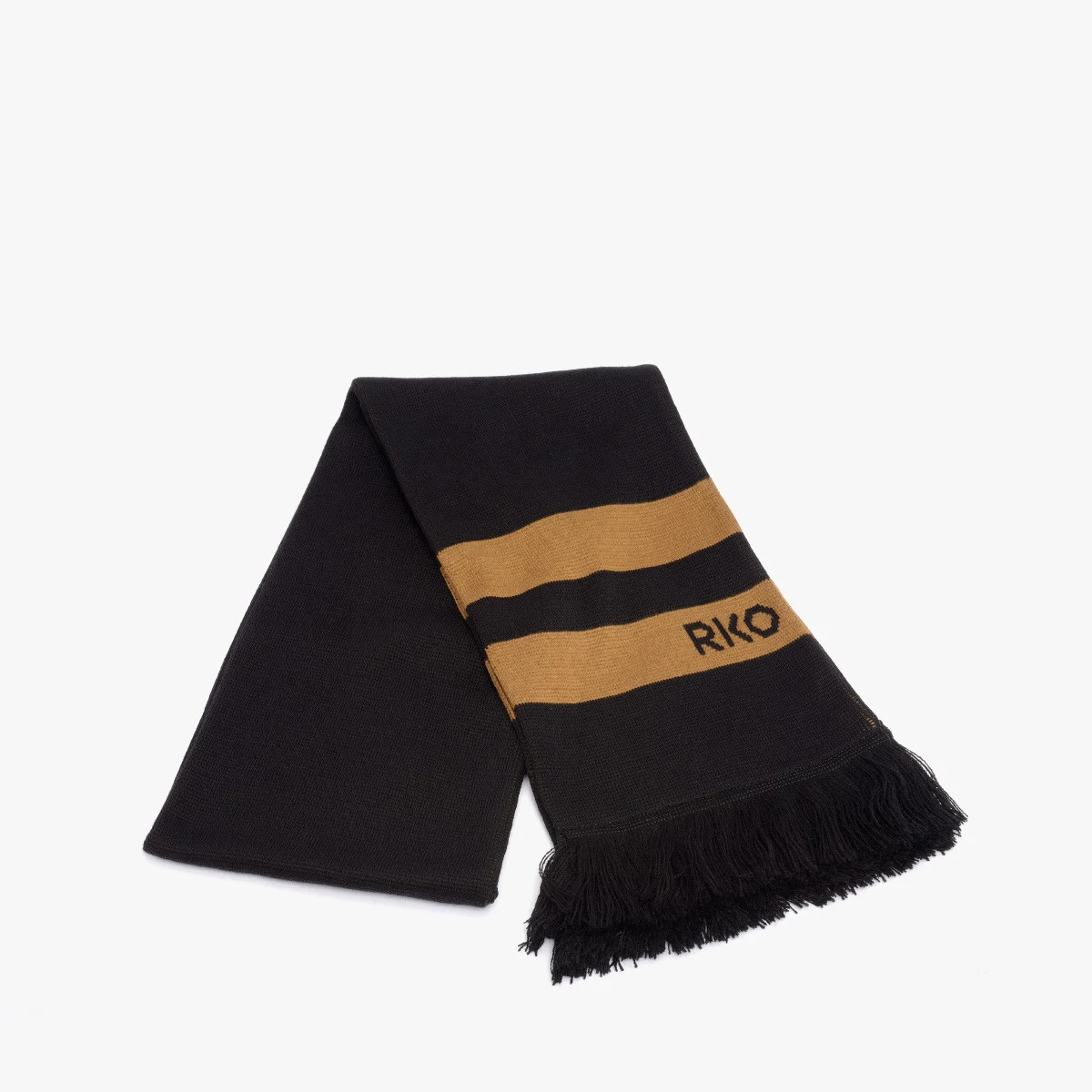 Czarny bawełniany szalik z frędzlami