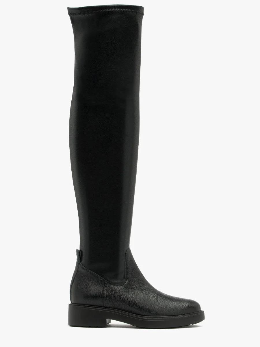 Czarne kozaki nad kolano z elastyczną cholewką