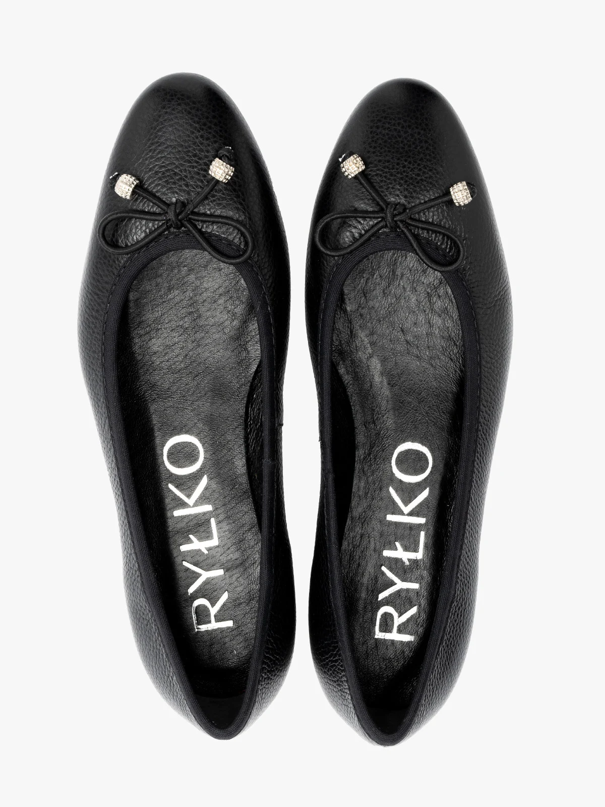 Czarne baleriny damskie z kokardą