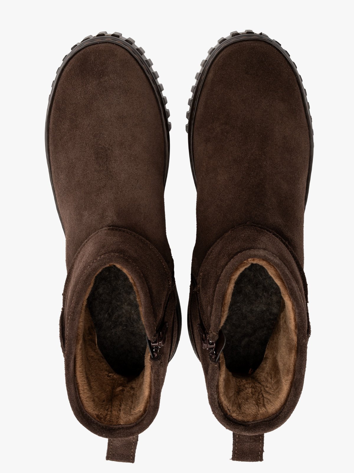 Brązowe śniegowce damskie z weluru