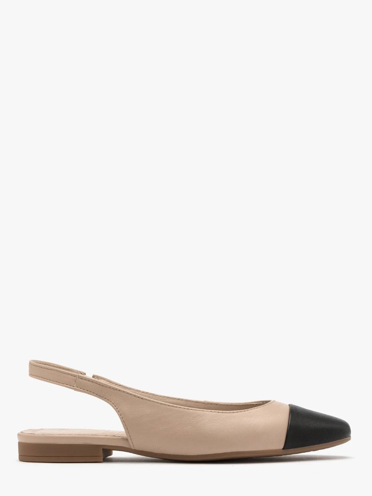 Beżowe baleriny z czarnym noskiem