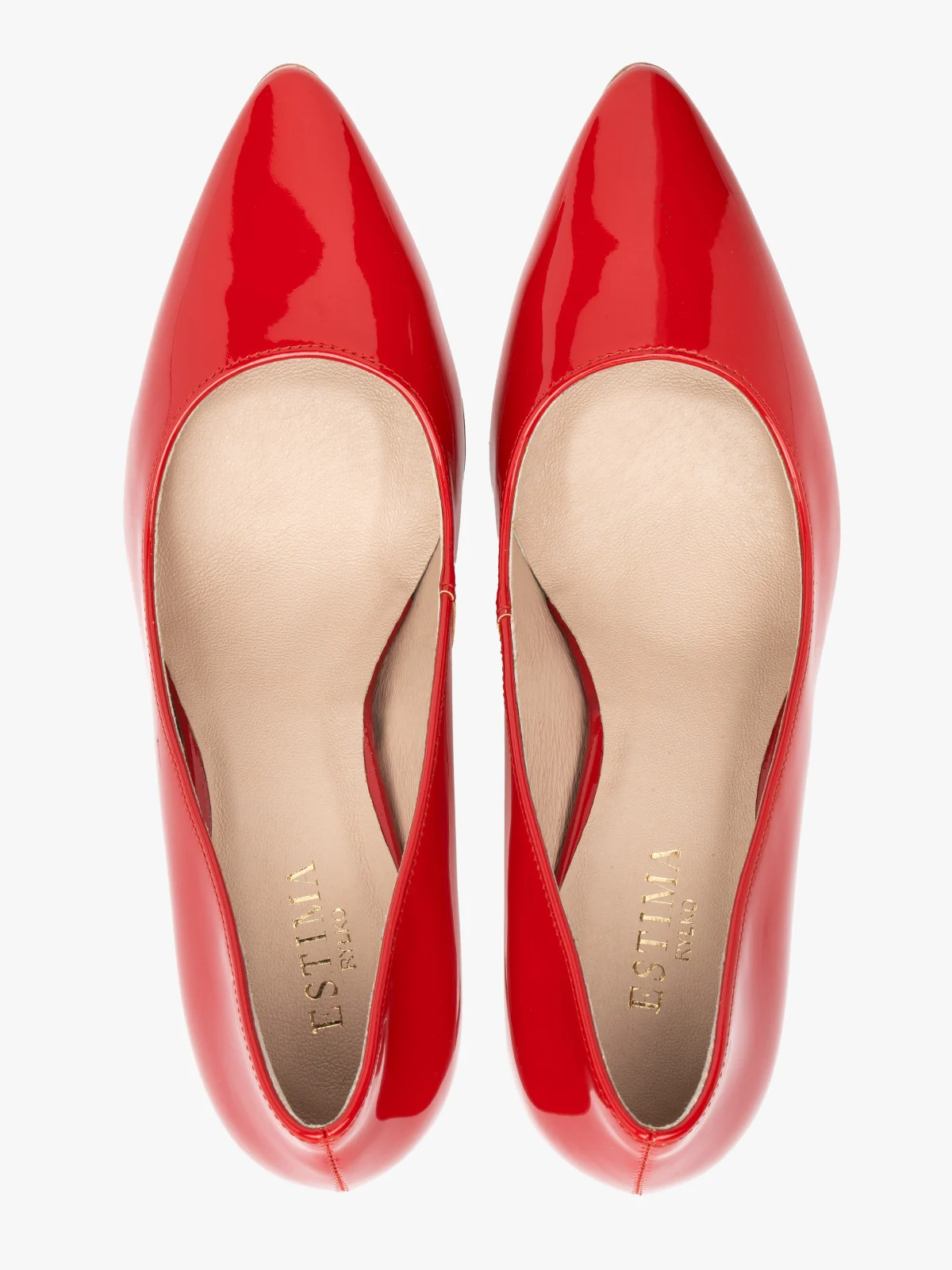 Czerwone lakierowane czółenka na wysokiej szpilce