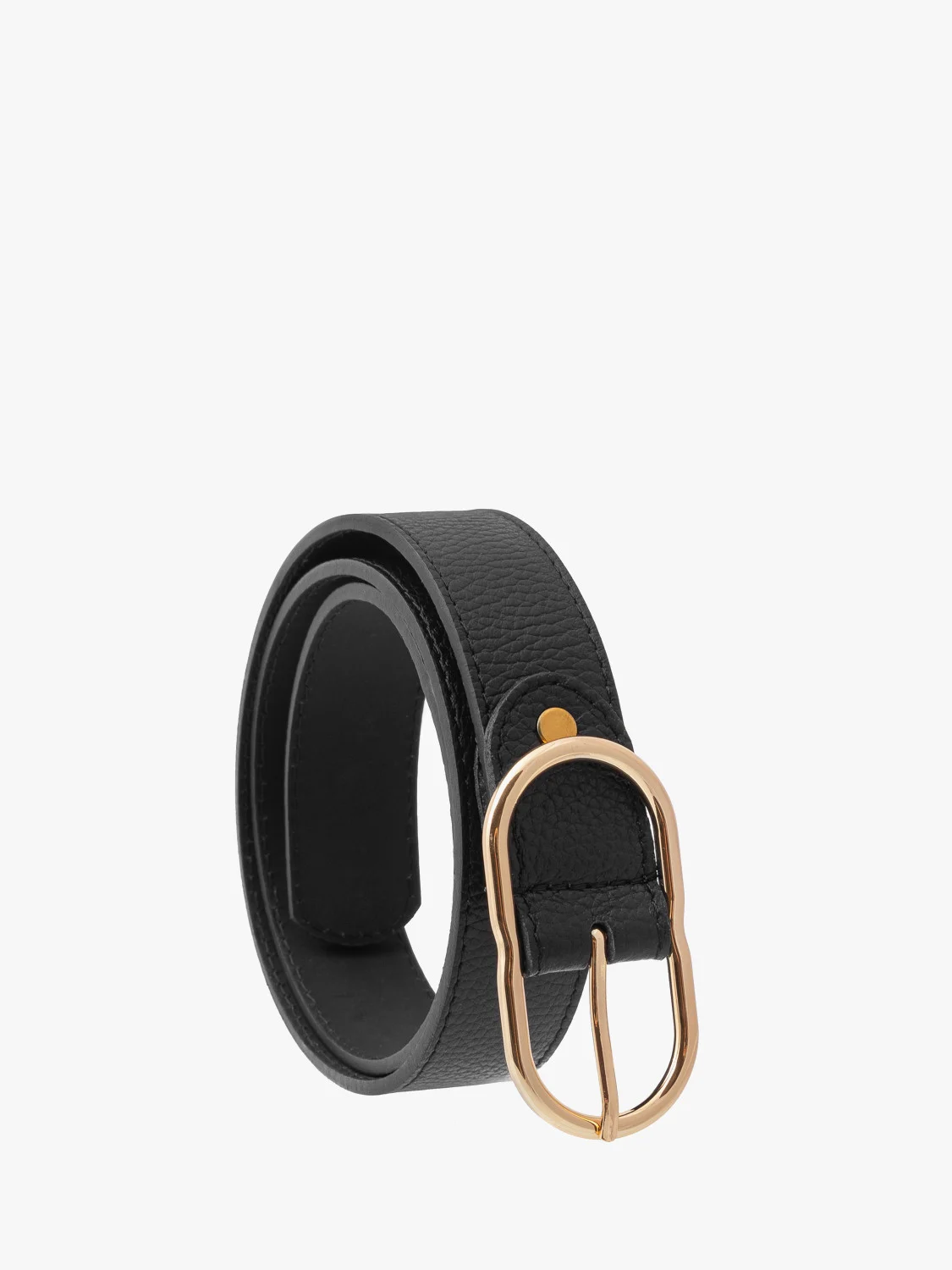 Czarny pasek damski ze złotą klamrą