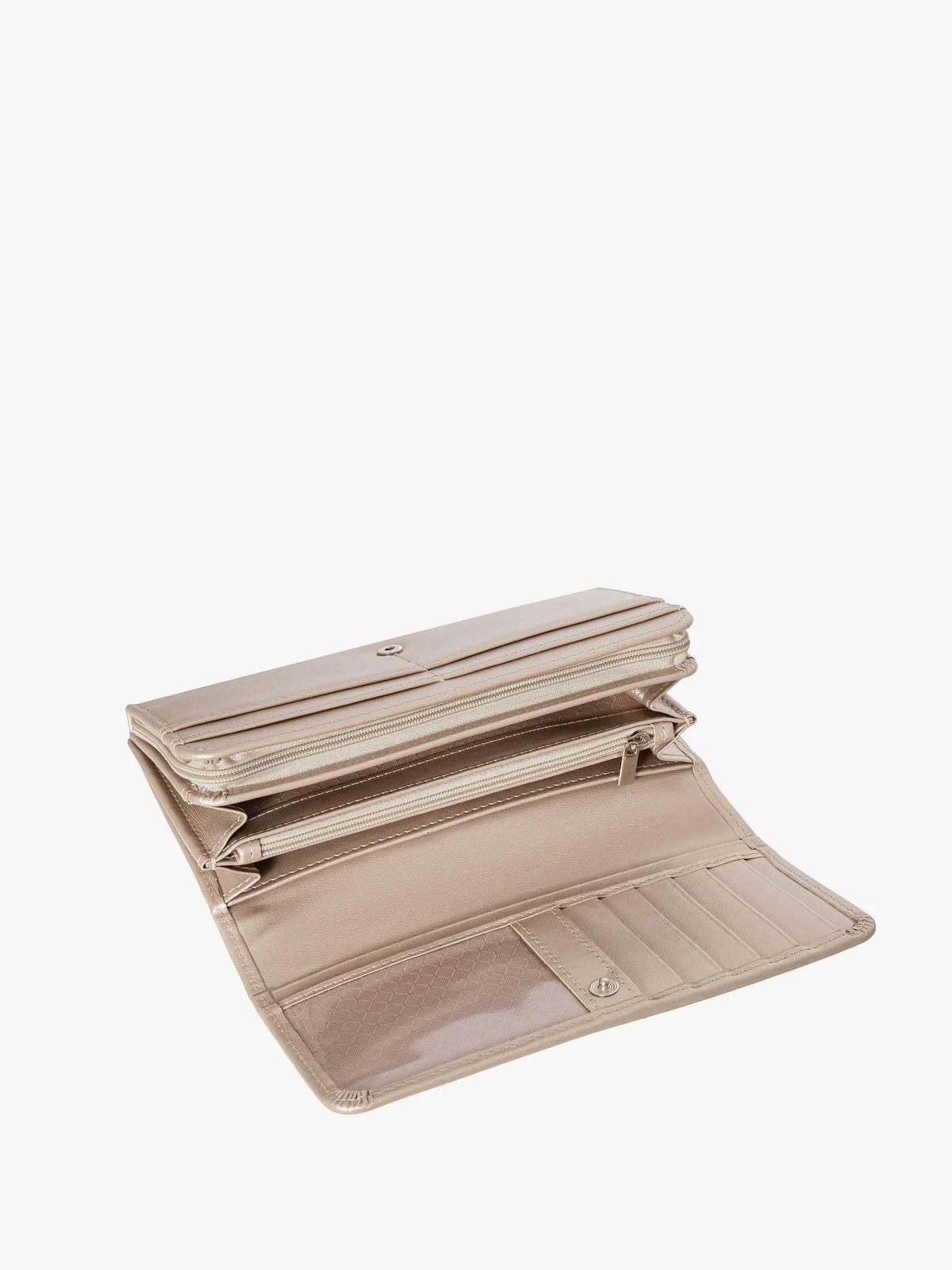 Platynowy portfel damski z ozdobnym detalem