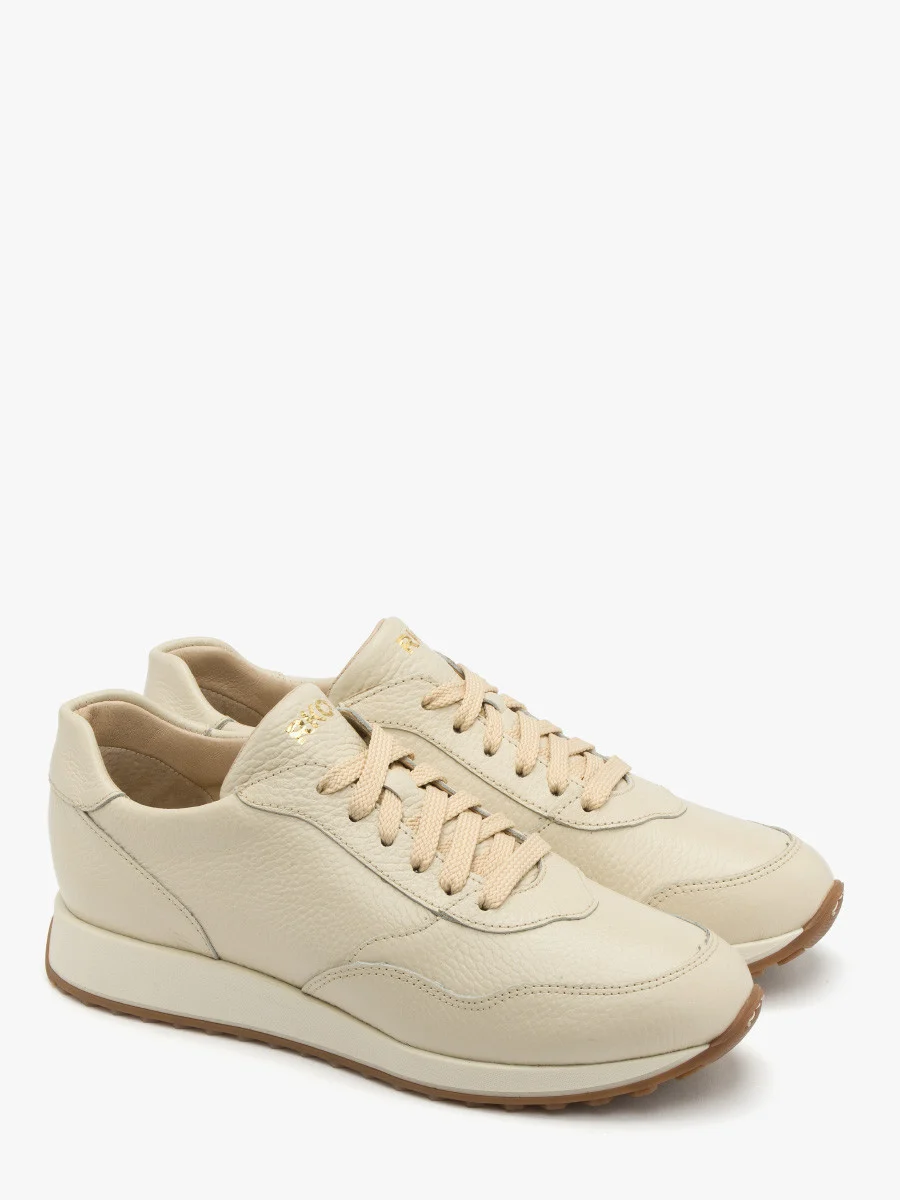 Kremowe sportowe półbuty na dwukolorowym spodzie