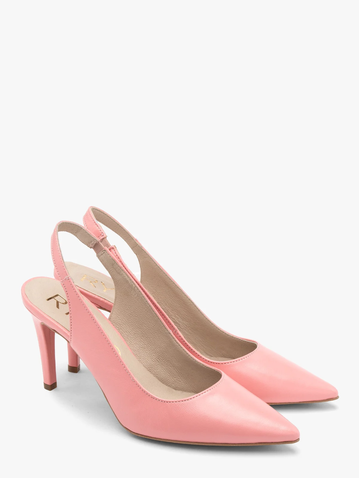 Różowe czółenka damskie z paskiem na pięcie