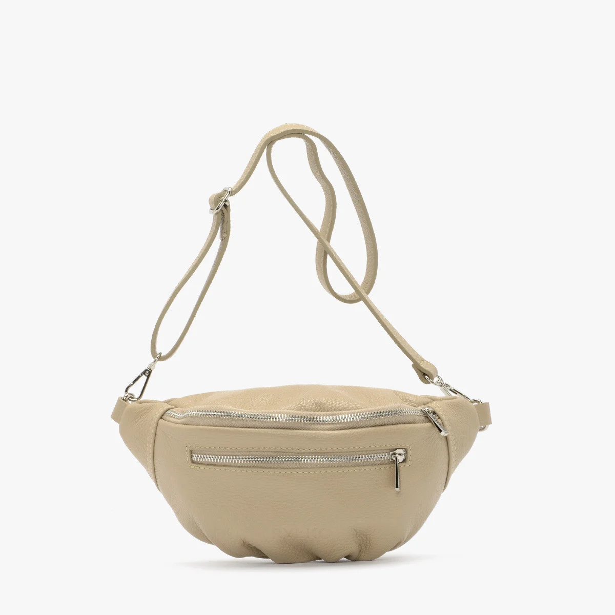 Ciemnobeżowa torebka nerka - crossbody