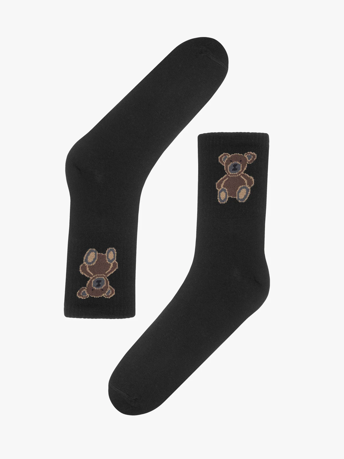 Czarne skarpety bawełniane damskie z ozdobnym printem