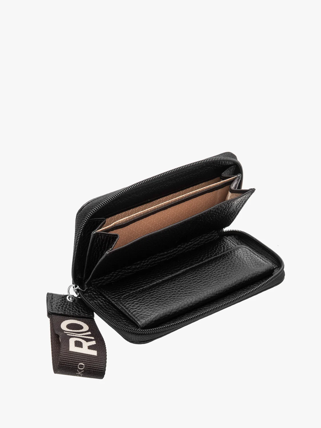 Czarny portfel z ozdobną taśmą