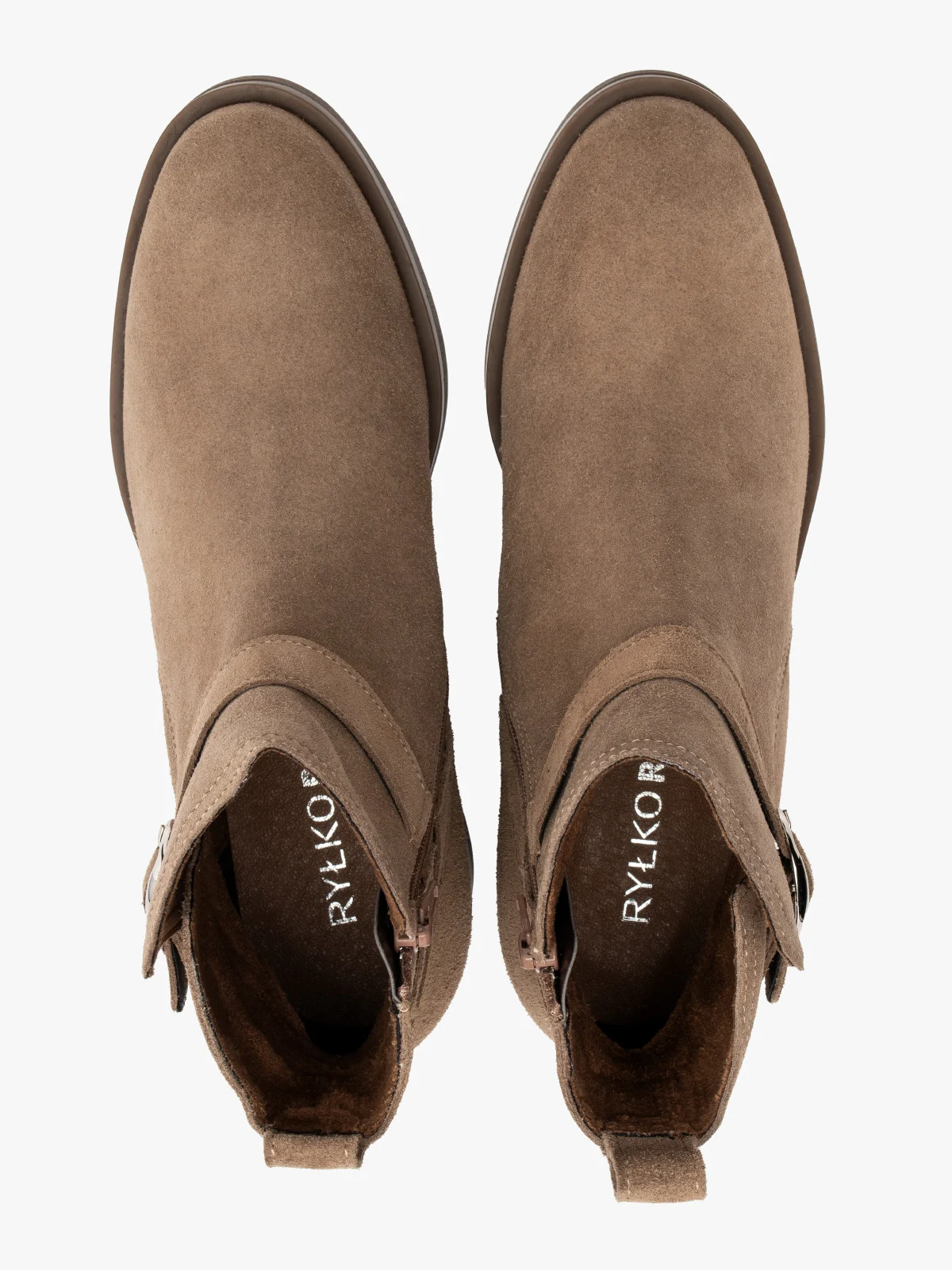 Piaskowe botki damskie z ozdobną sprzączką