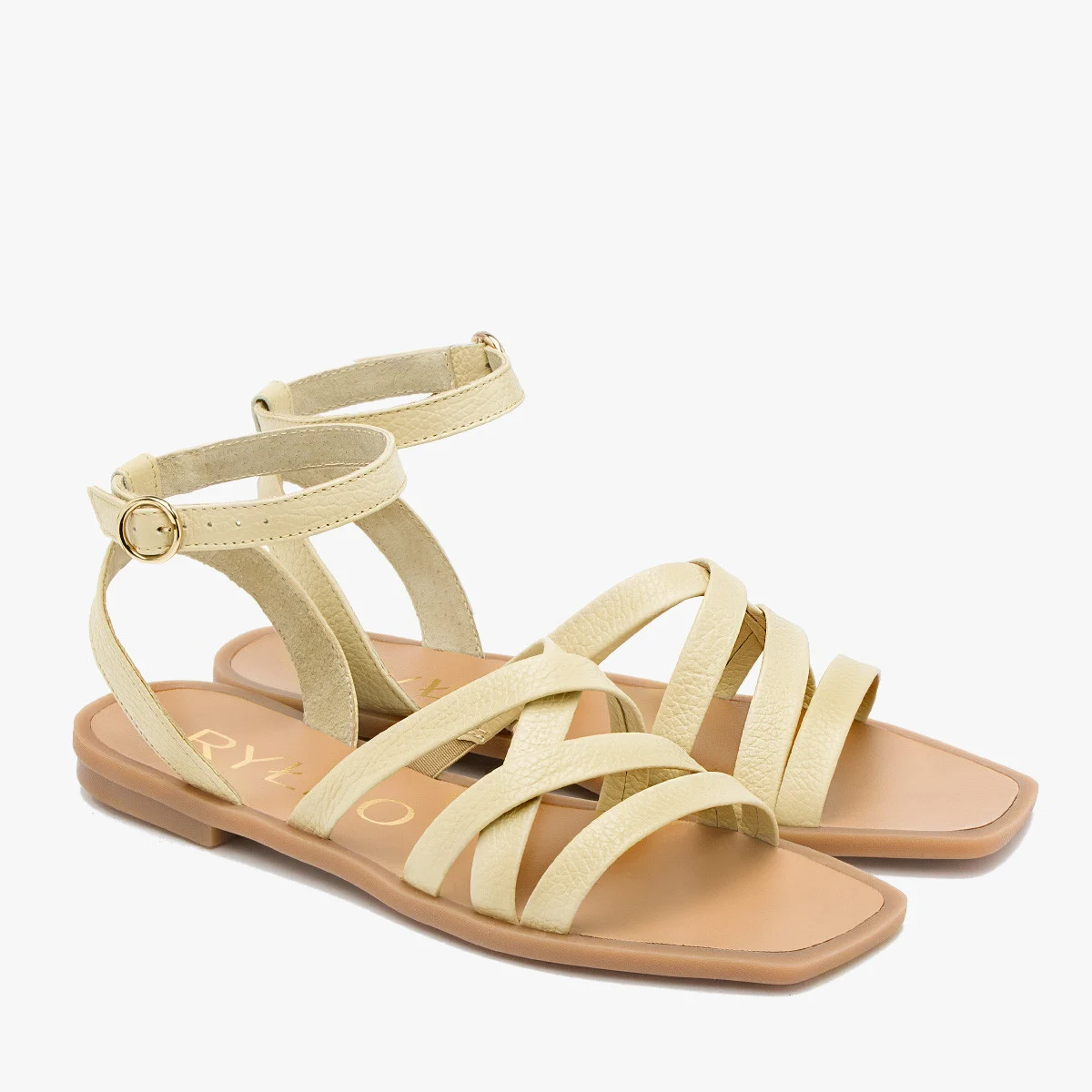 Waniliowe sandały na płaskiej podeszwie