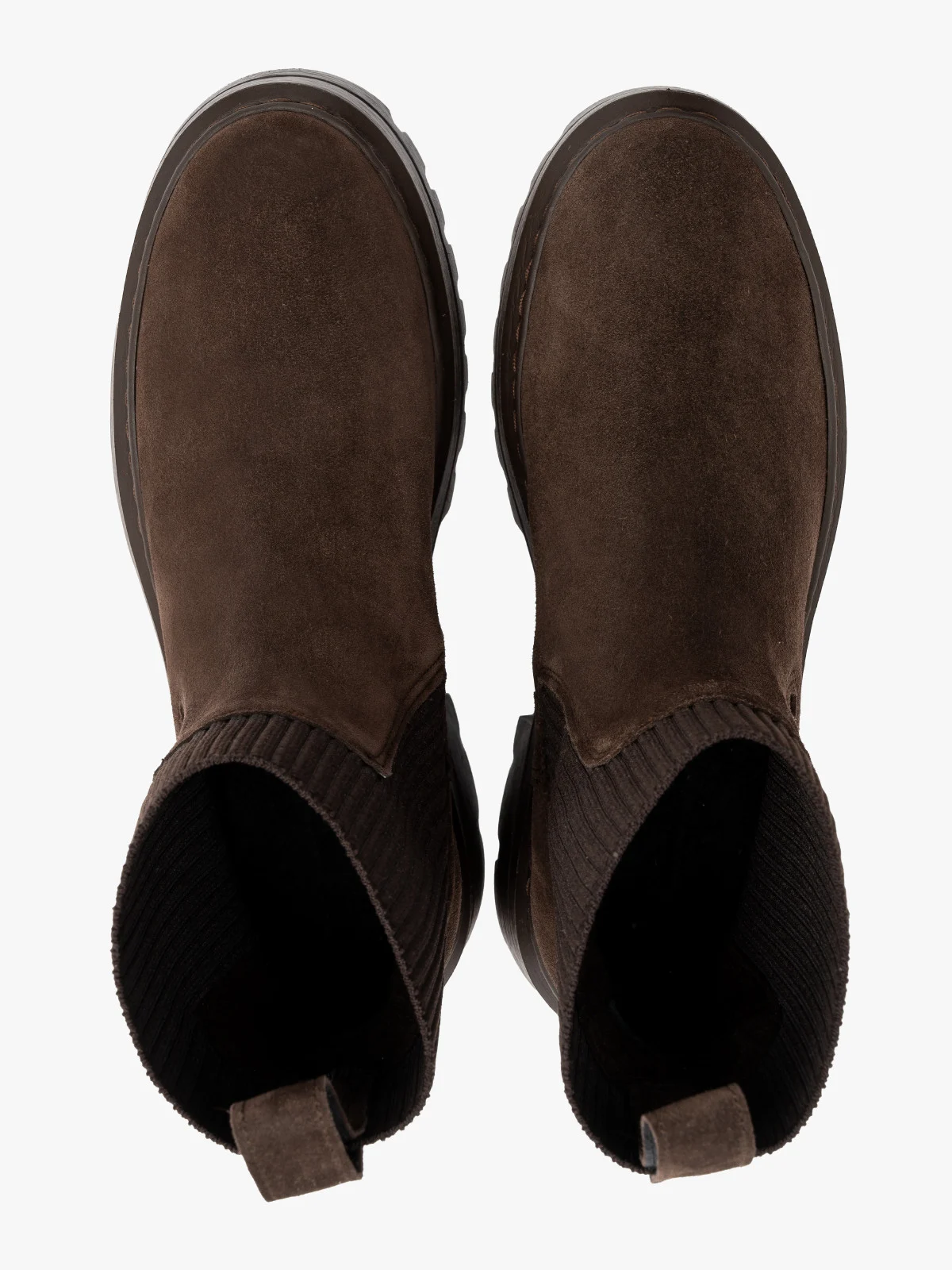 Brązowe sztyblety damskie z elastyczną tkaniną