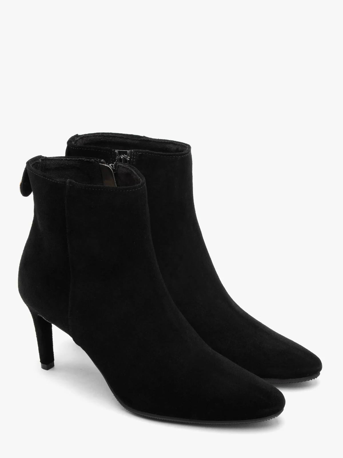 Czarne, welurowe botki na szpilce