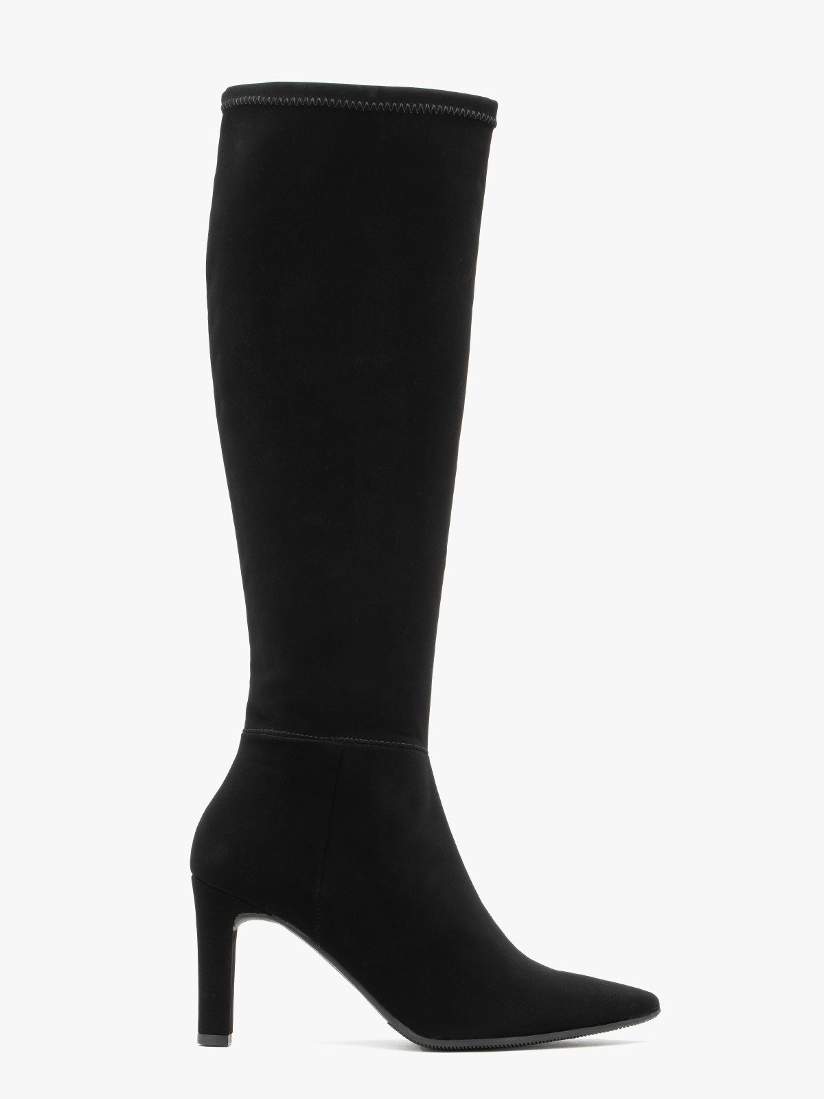 Elastyczne kozaki z szeroką cholewką na szpilce