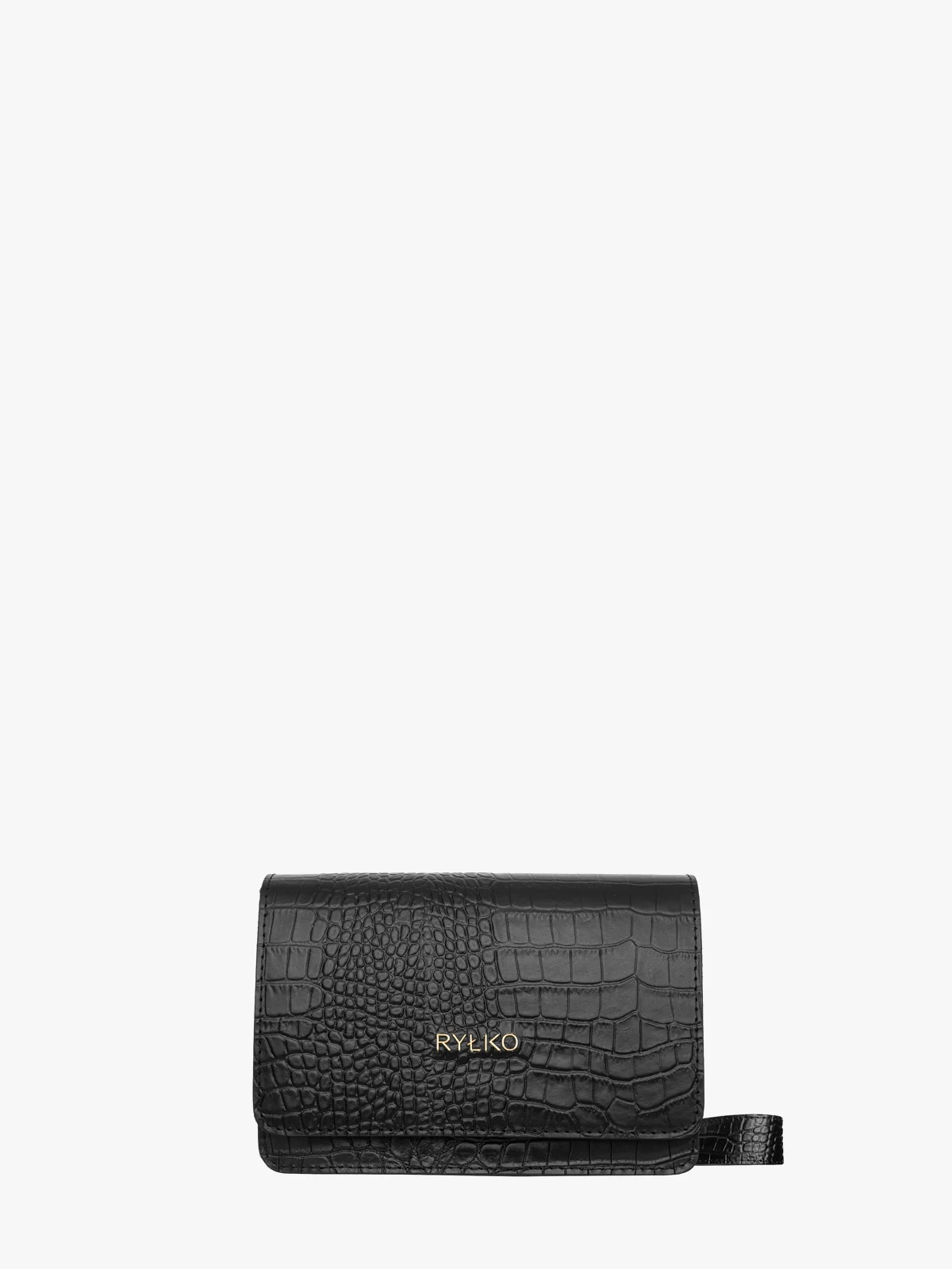 Elegancka, czarna torebka w zwierzęcy deseń