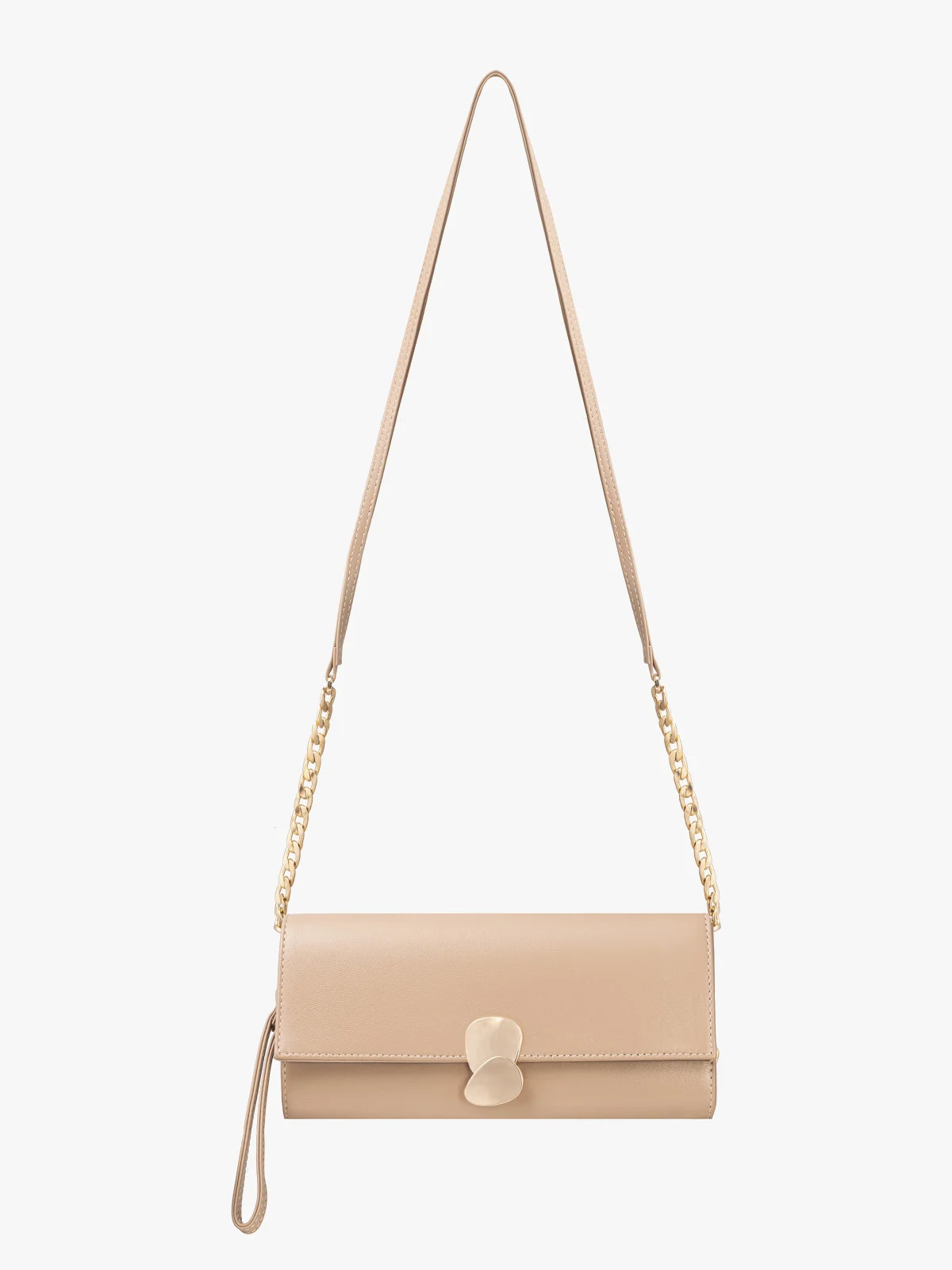 Elegancka beżowa torebka z ozdobnym zapięciem