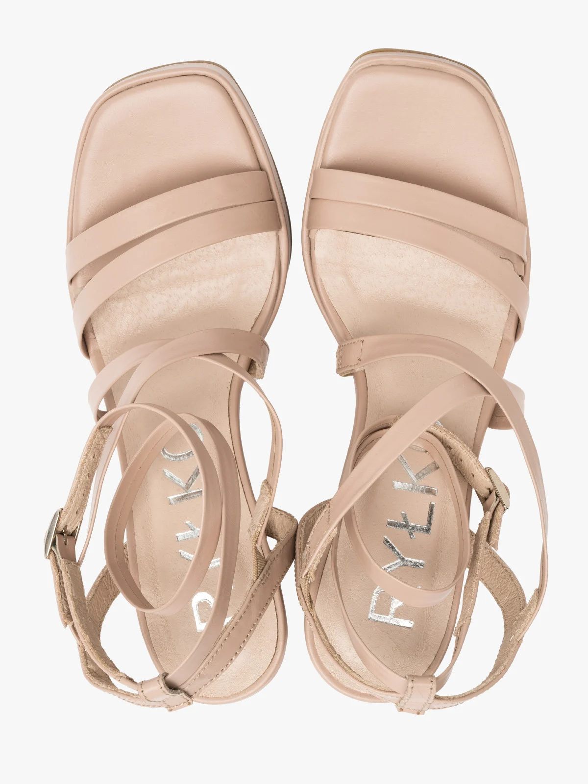 Beżowe sandały z ozdobnych paseczków