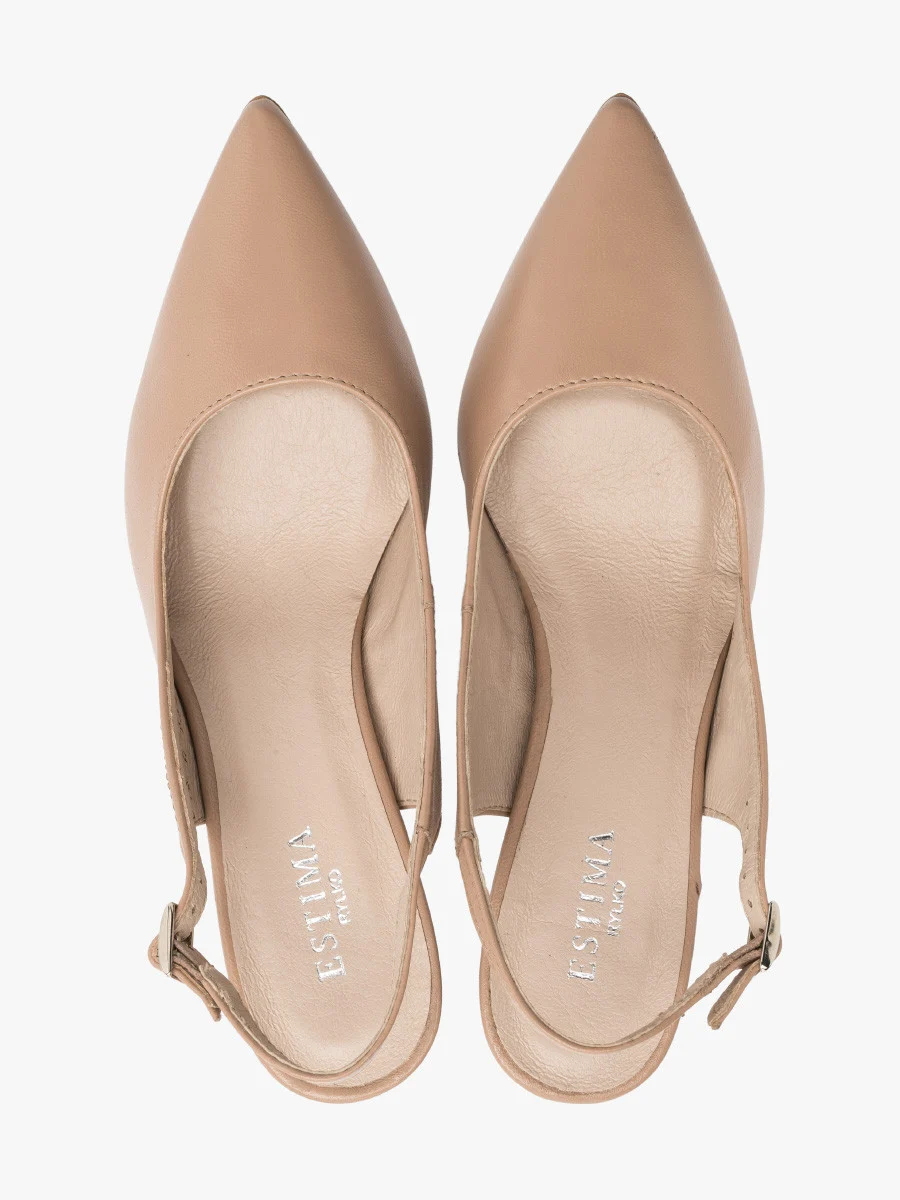 Beżowe czółenka z odkrytą piętą