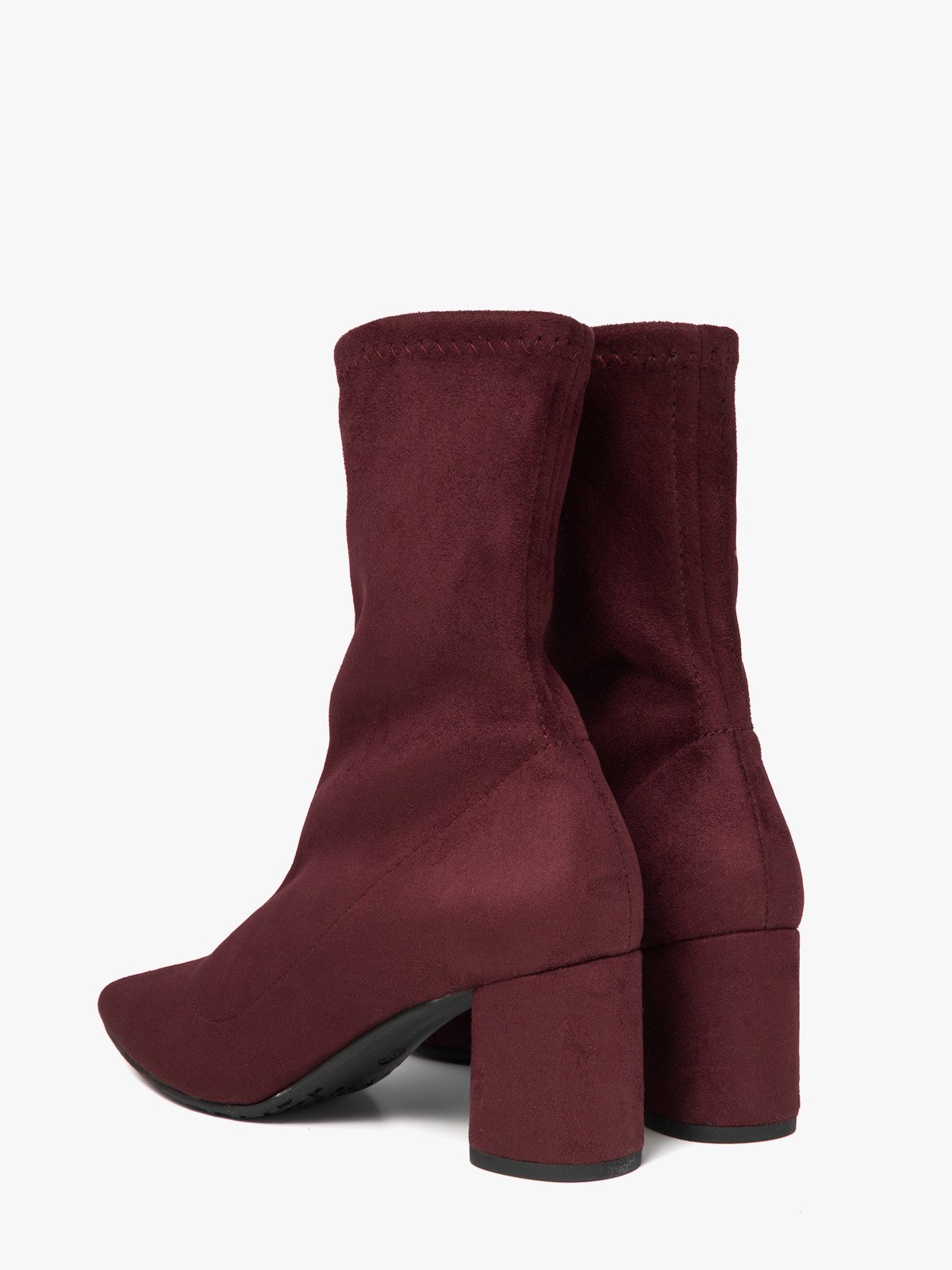 Bordowe elastyczne botki na obcasie