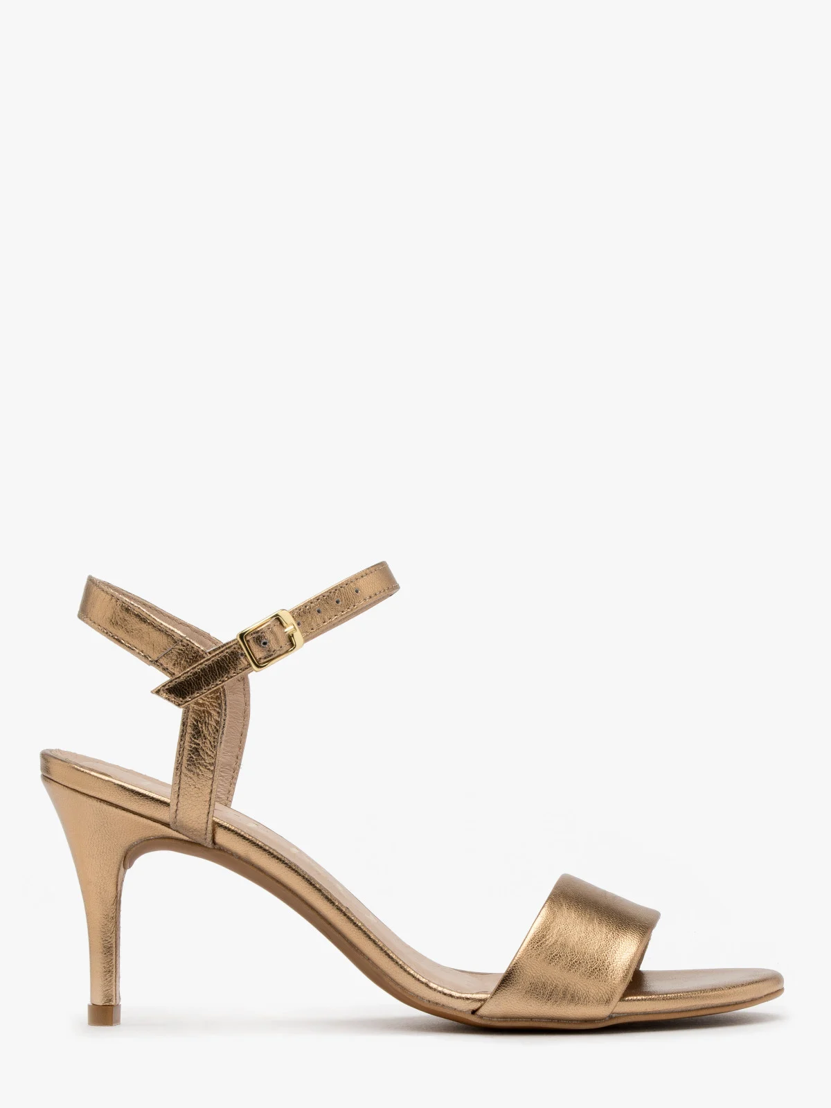 Złote sandały na szpilce