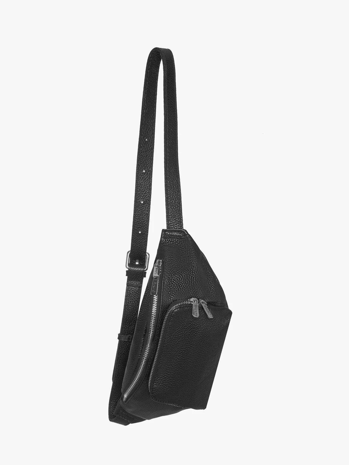 Czarna torebka nerka z poręczną zewnętrzną kieszenią