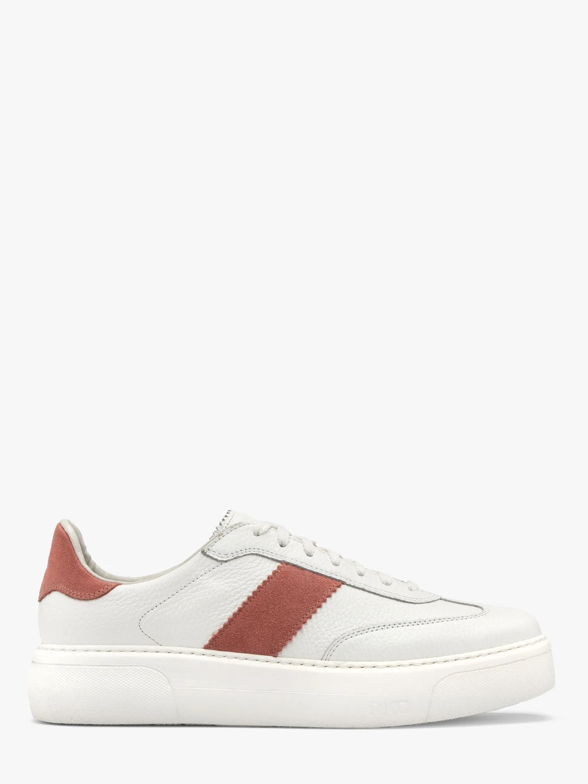 Białe, sportowe półbuty damskie z różowymi wstawkami