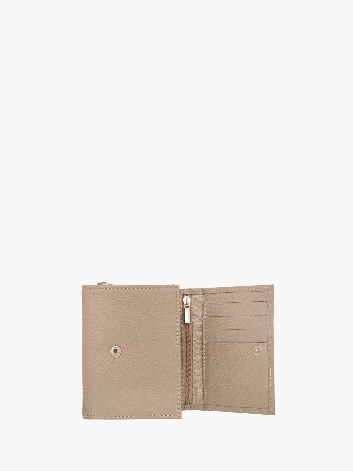 Beżowy portfel damski ze srebrnymi detalami