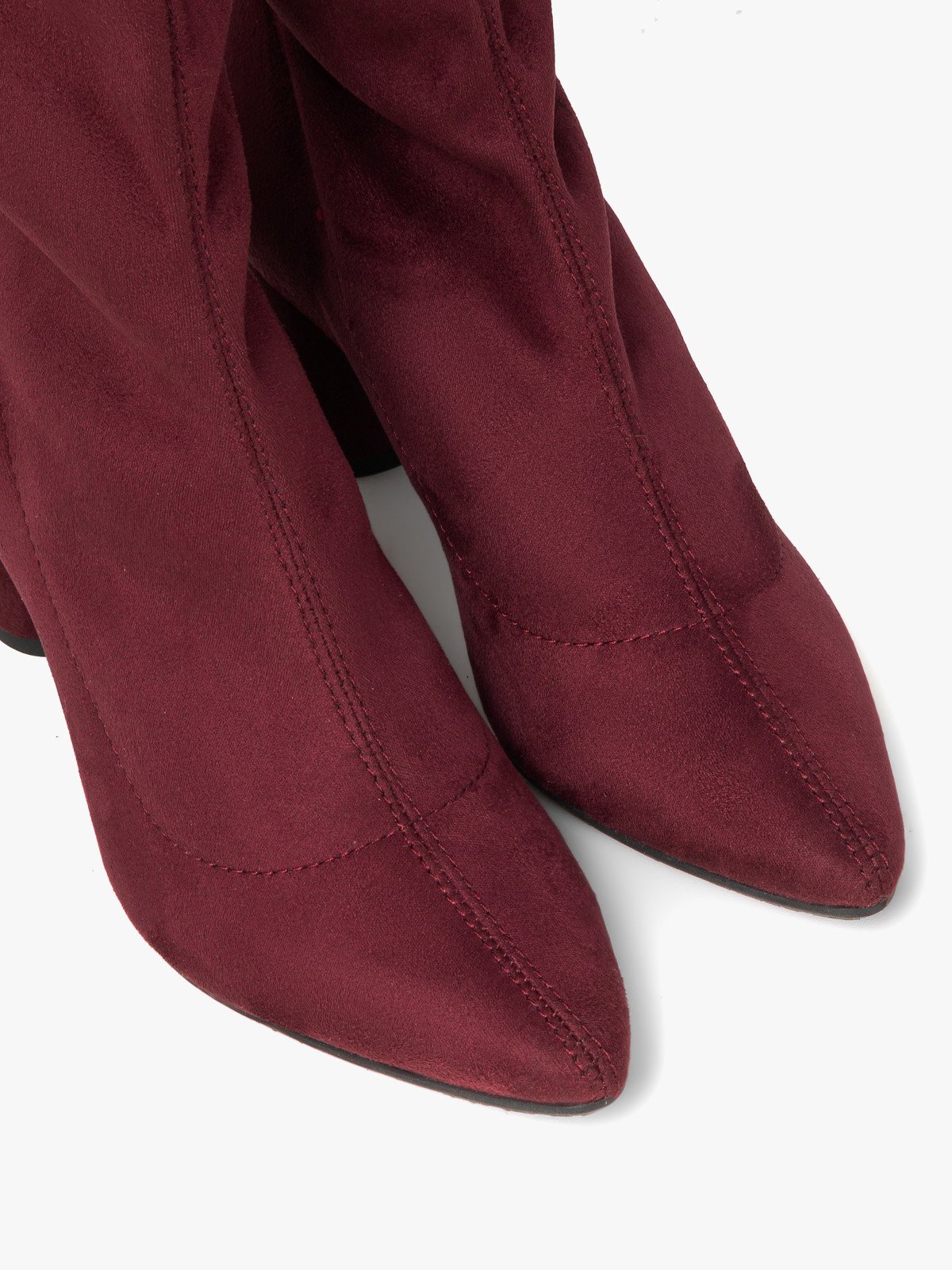 Bordowe elastyczne botki na obcasie