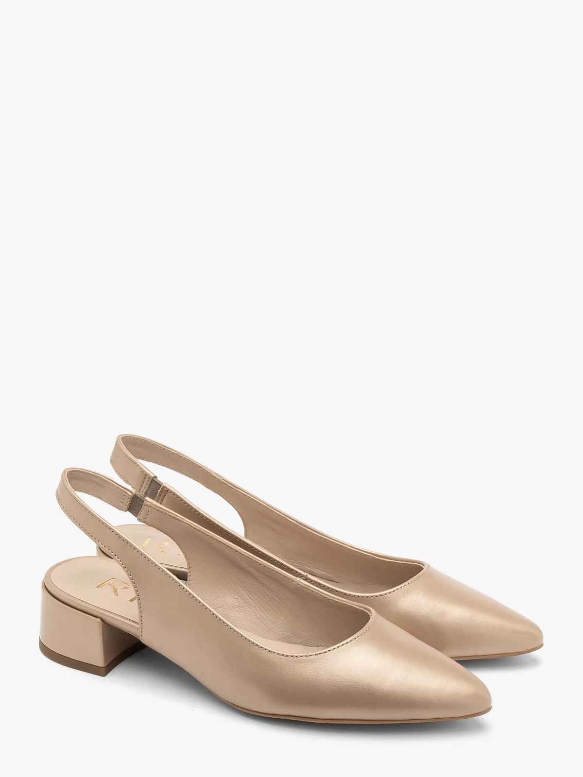 Platynowe czółenka z otwartą piętą