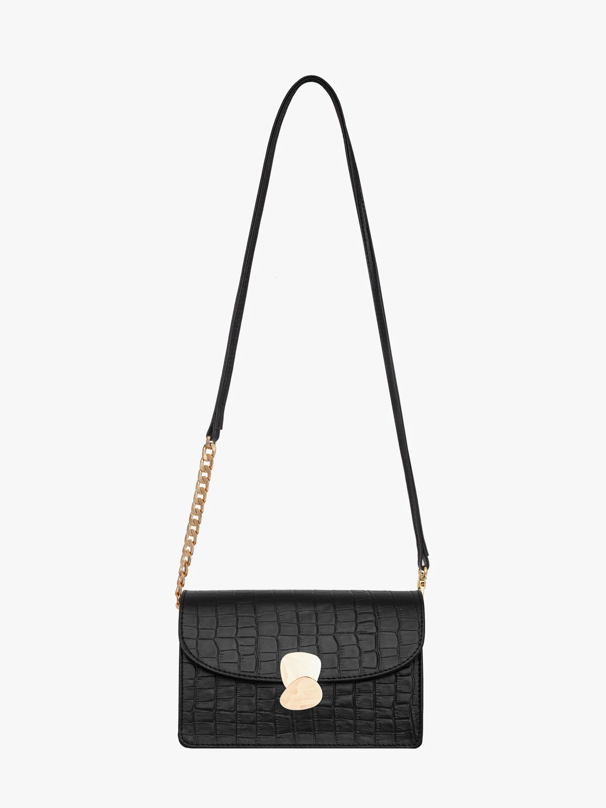 Elegancka, czarna torebka z motywem zwierzęcym