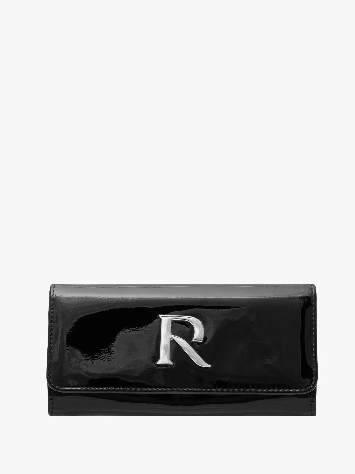 Lakierowany portfel damski w czarnym kolorze