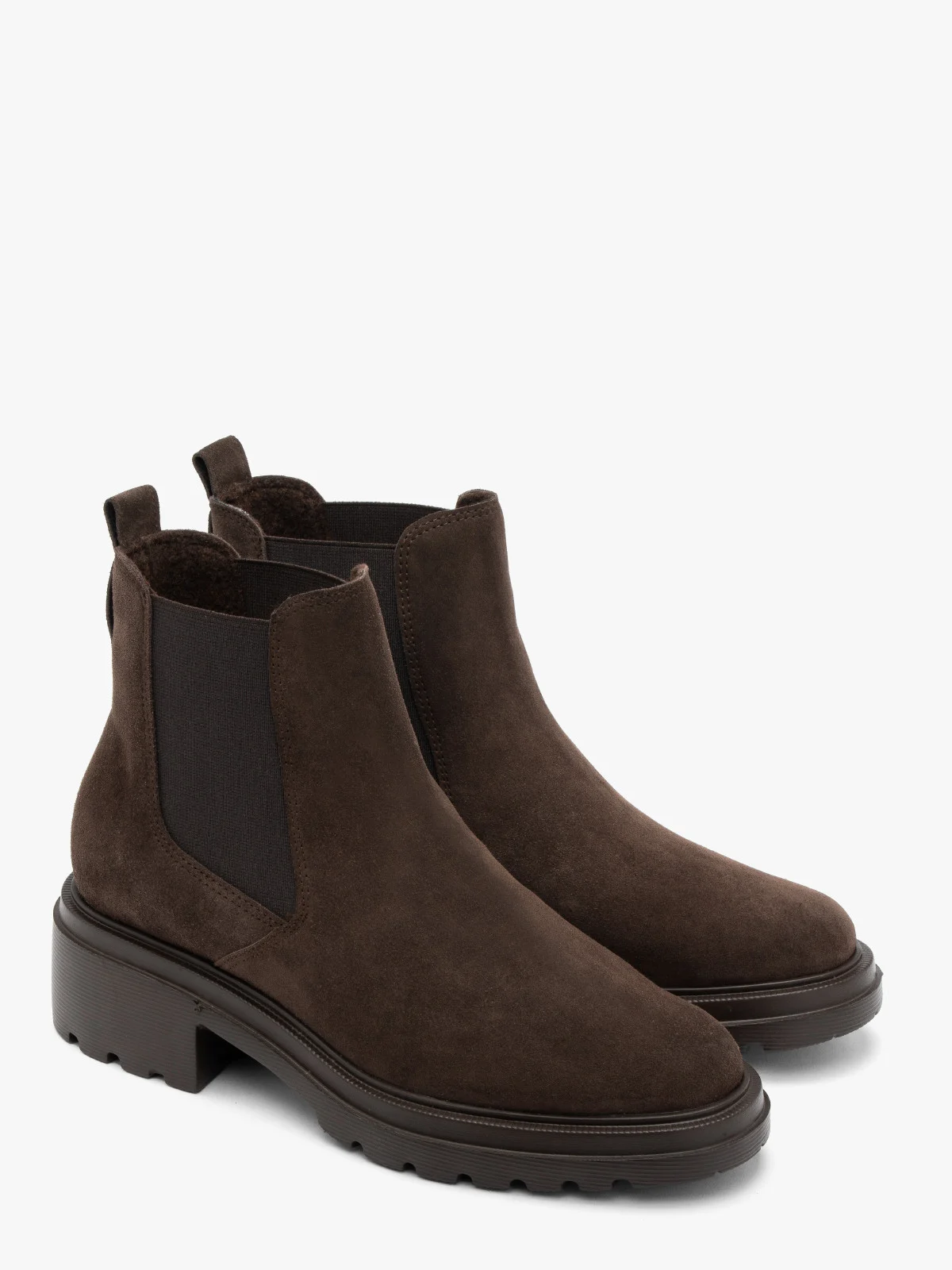 Brązowe, welurowe sztyblety damskie